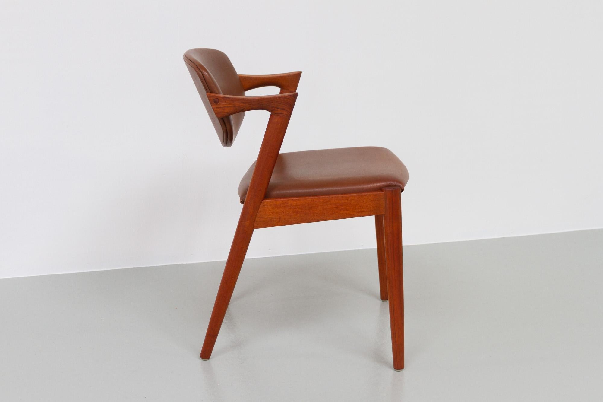 Mid-Century Modern Vintage Danish Modern Teak Chair Model 42 by Kai Kristiansen, 1960s