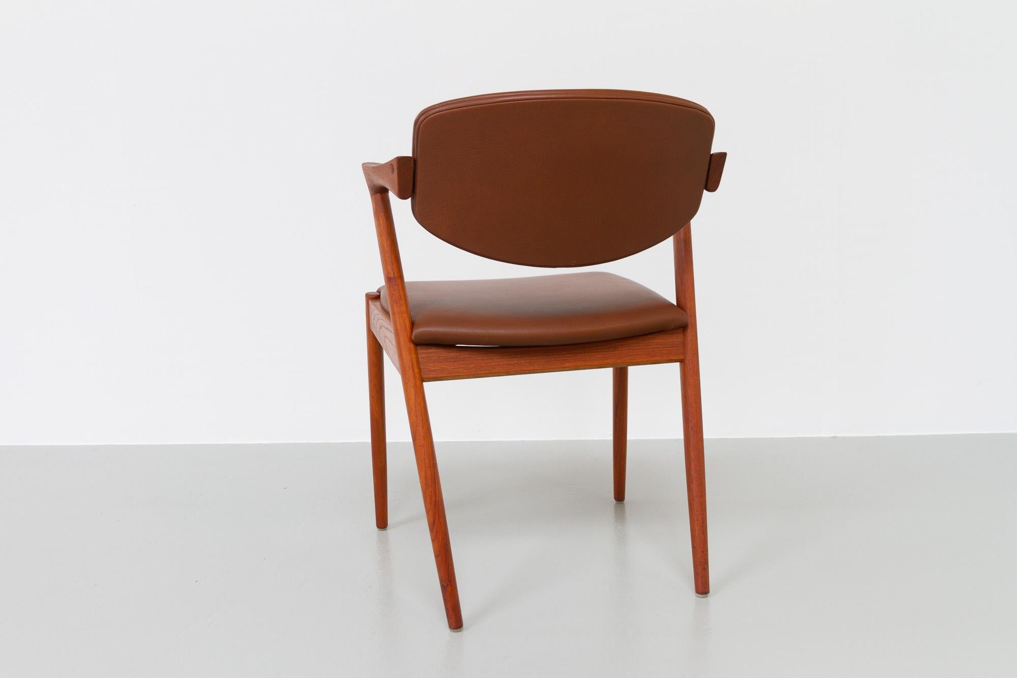 Vintage Danish Modern Teak Chair Model 42 by Kai Kristiansen, 1960s 1