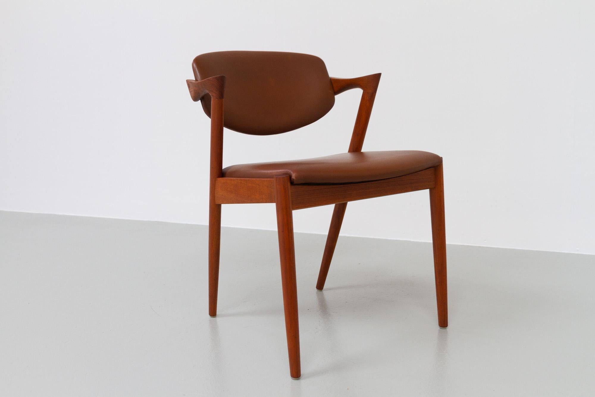 Vintage Danish Modern Teak Chair Model 42 by Kai Kristiansen, 1960s 2