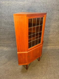 Vintage Danish Modern Teak Corner Bar Cabinet