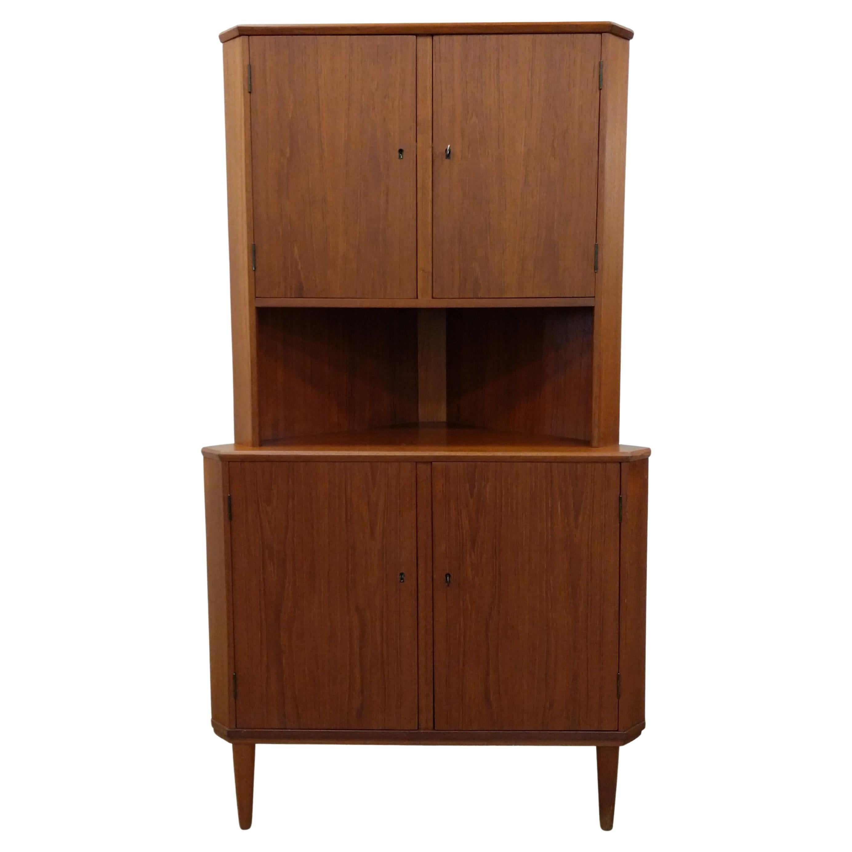 Mobile angolare danese moderno in teak d'epoca