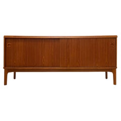Vintage Danish Modern Teak Credenza Cabinet, Sliding Doors with Inset Pulls