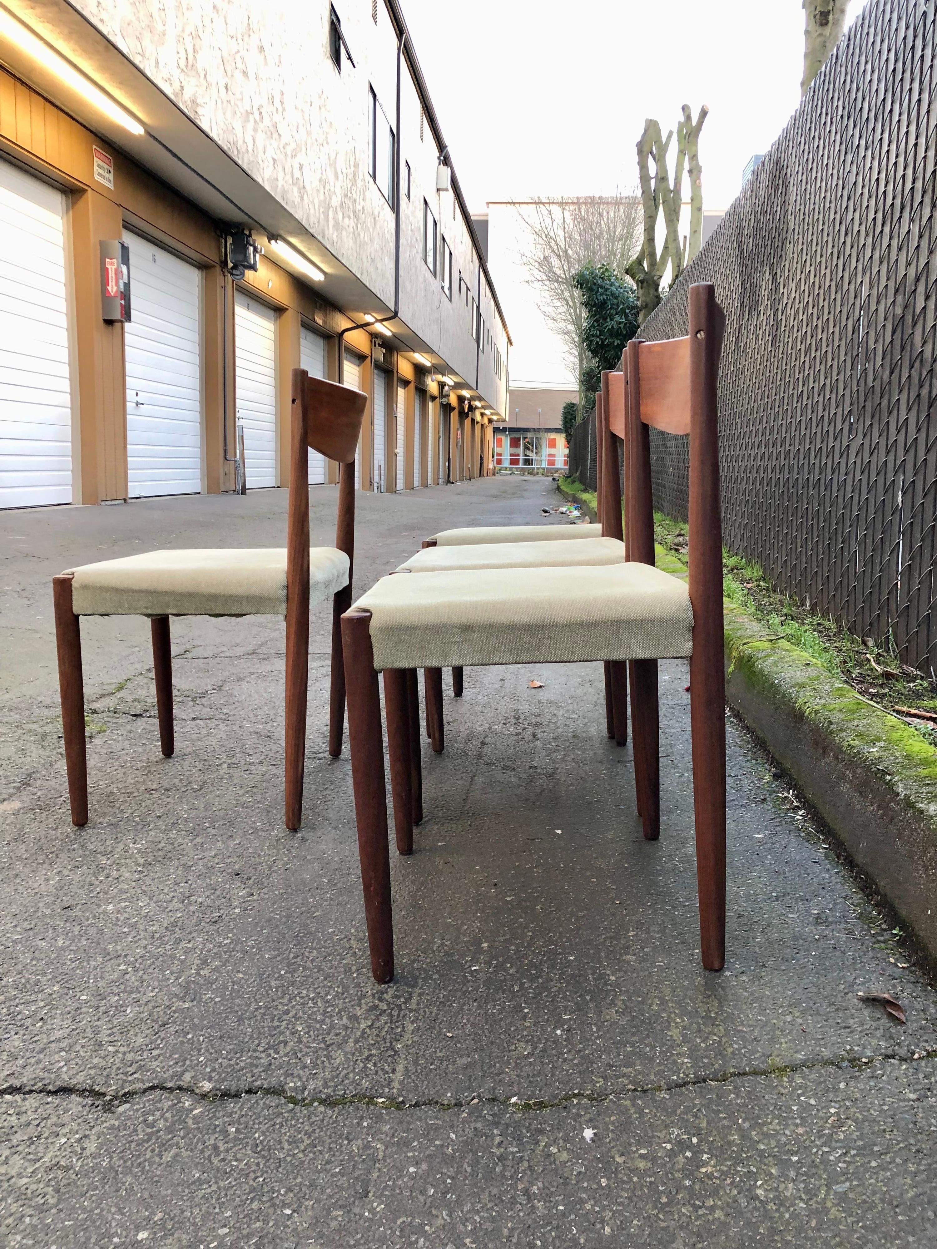 Mid-Century Modern Vintage Danish Modern Teak Dining Chair Set by Poul Volther For Sale