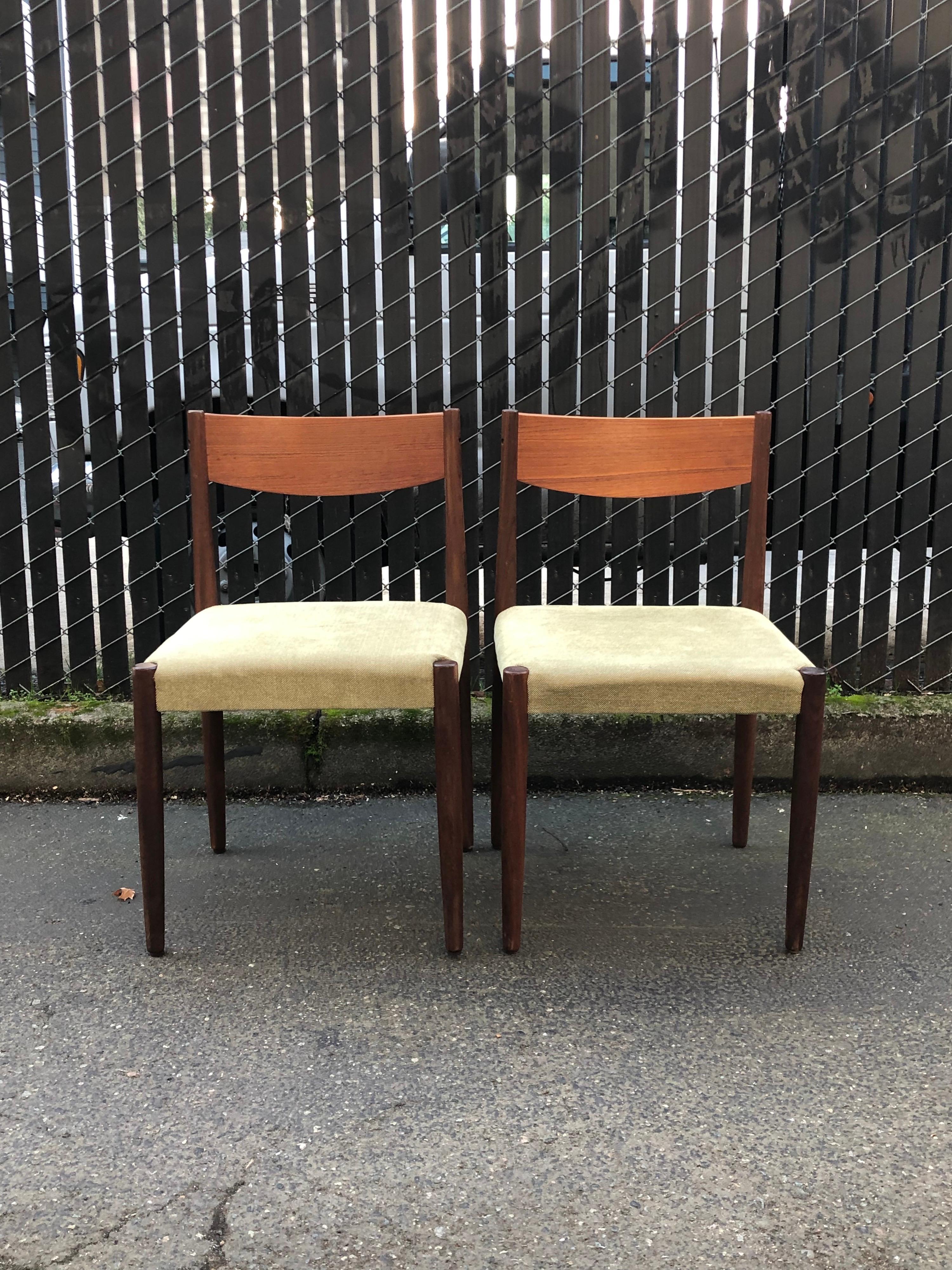 Vintage Danish Modern Teak Dining Chair Set by Poul Volther In Distressed Condition For Sale In Seattle, WA