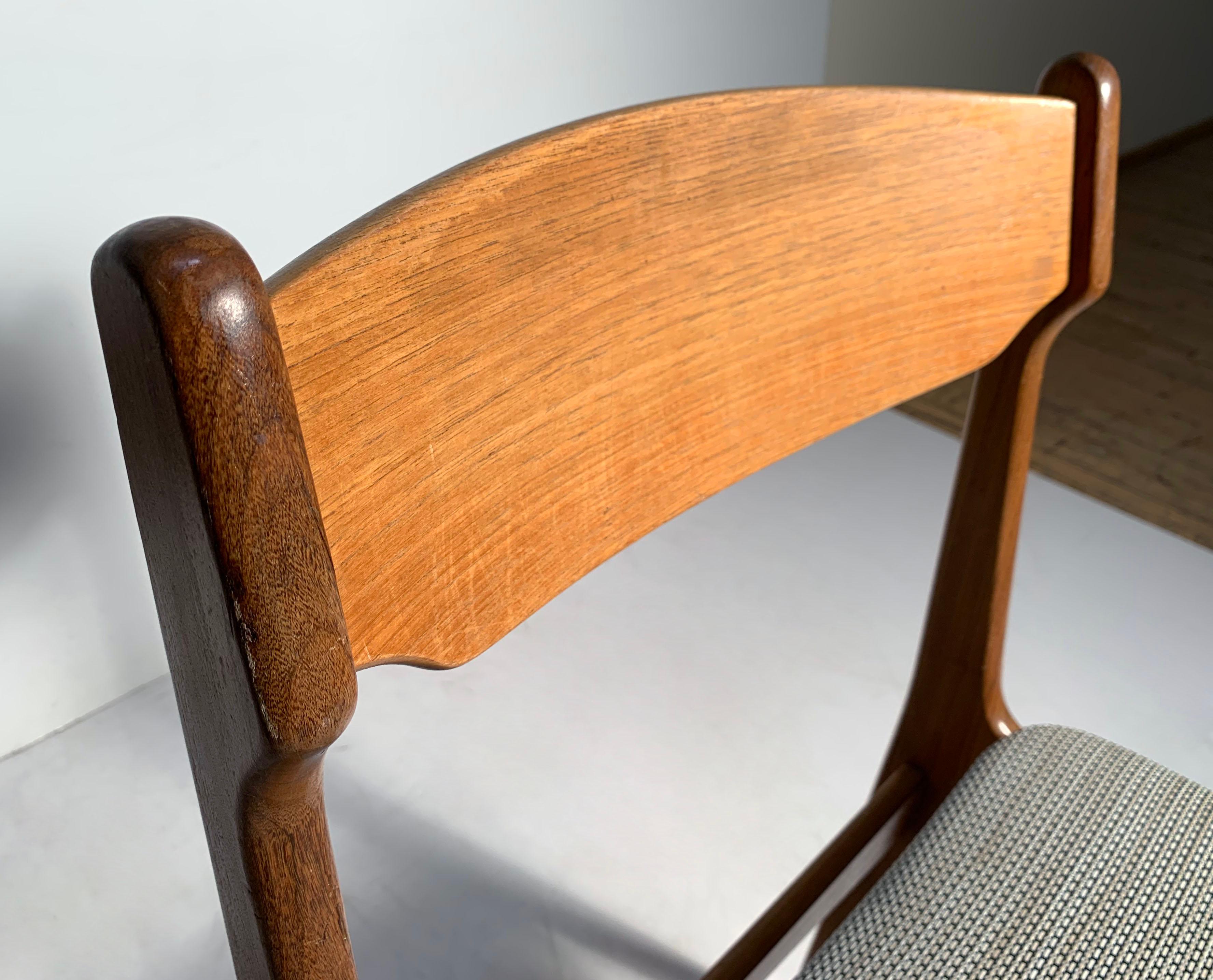 Vintage Danish Modern Erik Buch Teak Dining Chairs For Sale 1