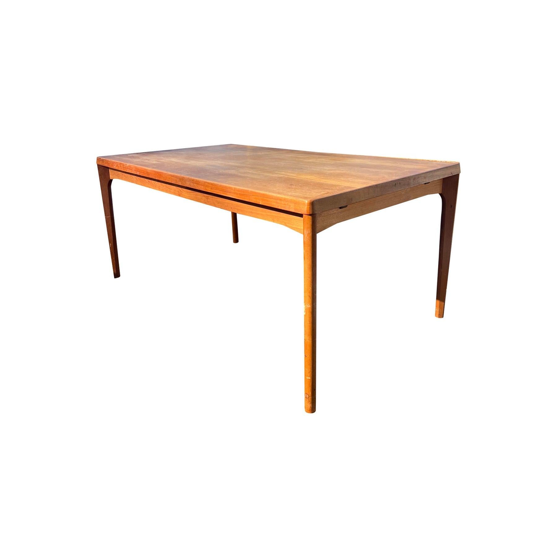 Late 20th Century Vintage Danish Modern Teak Dining Table Extendable Retractable For Sale