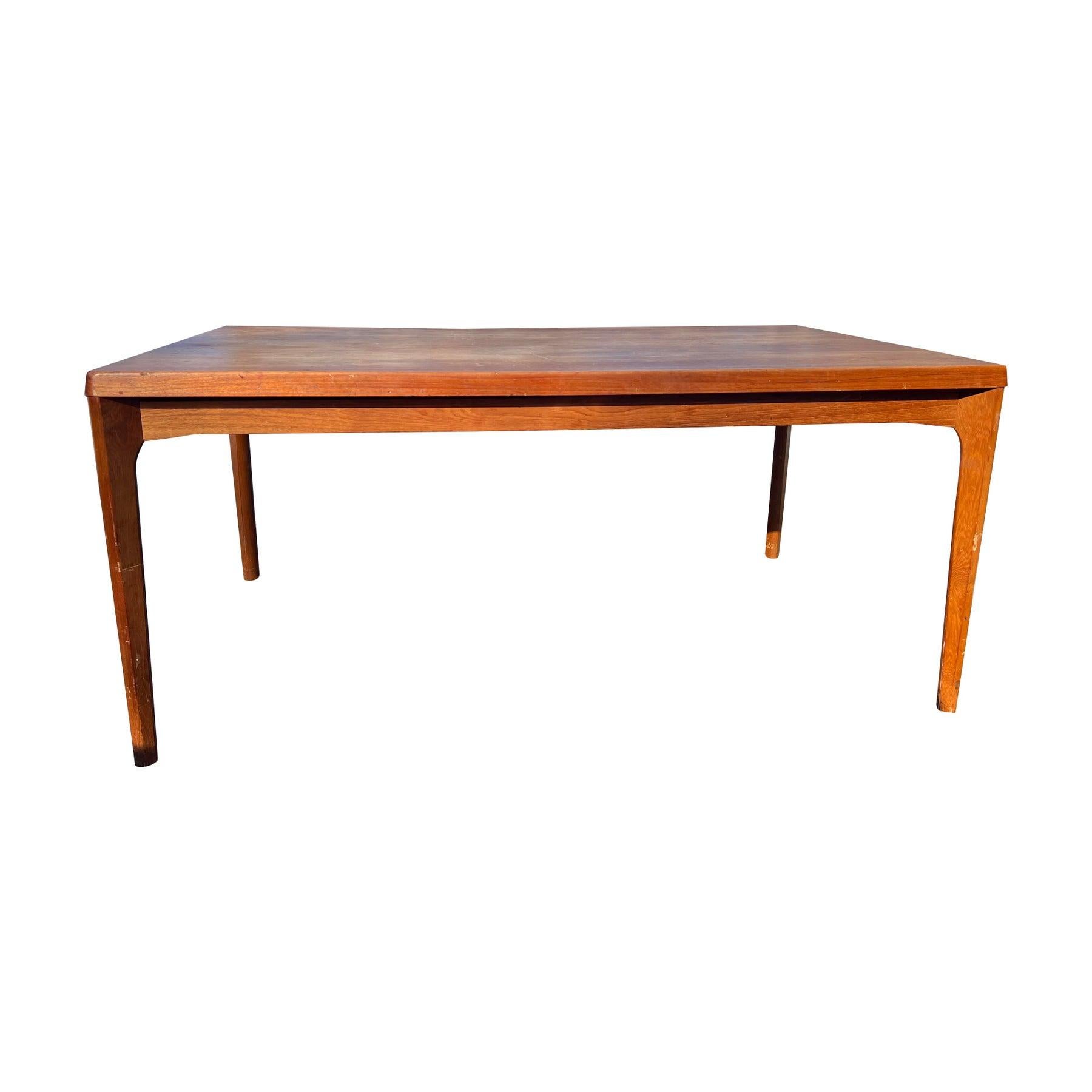 Vintage Danish Modern Teak Dining Table Extendable Retractable For Sale 2