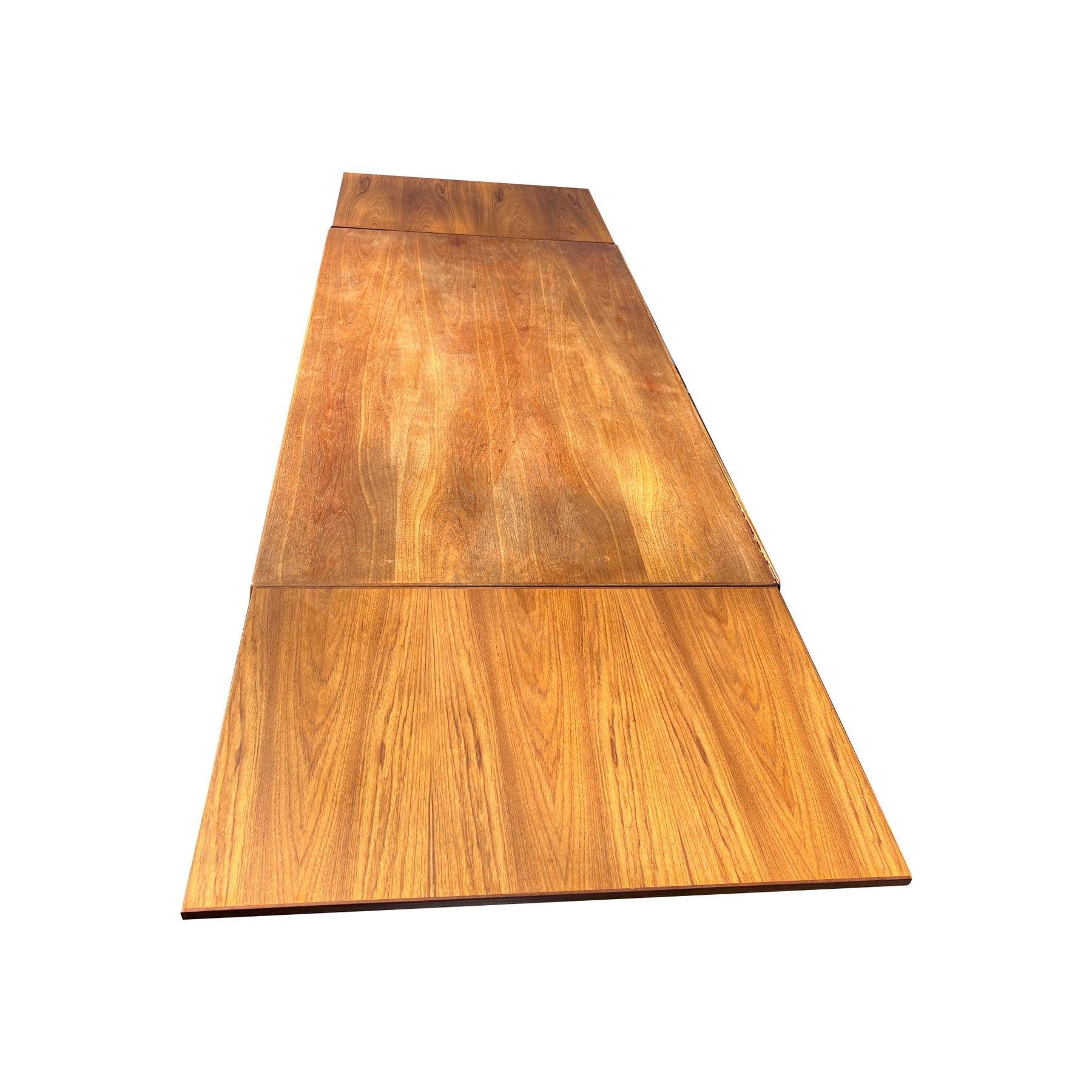 Vintage Danish Modern Teak Dining Table Extendable Retractable For Sale 5