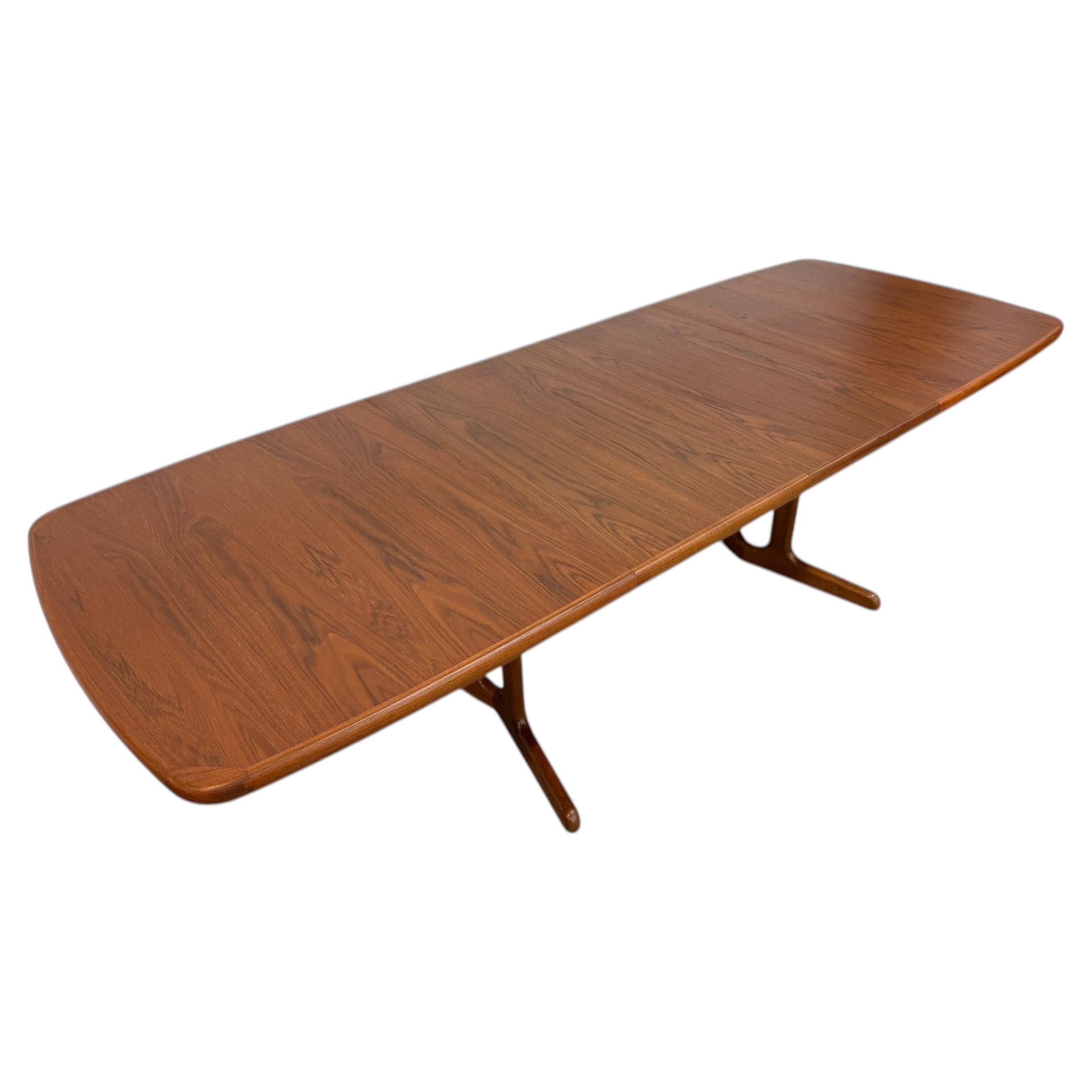 Vintage Danish Modern Teak Dining Table w/2 Leaves - Refinished!