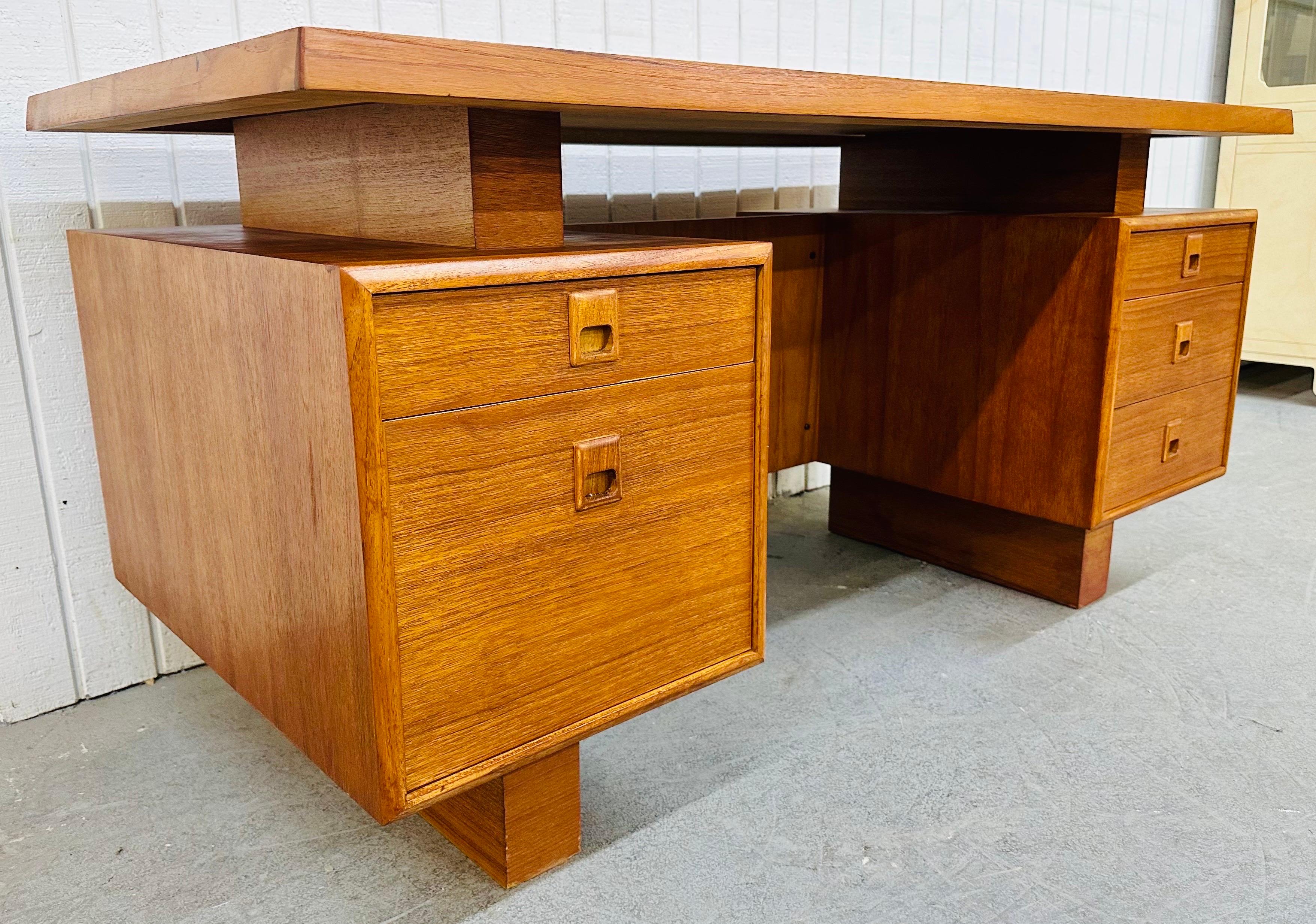 Mid-Century Modern Vintage Danish Modern Teak Executive Desk