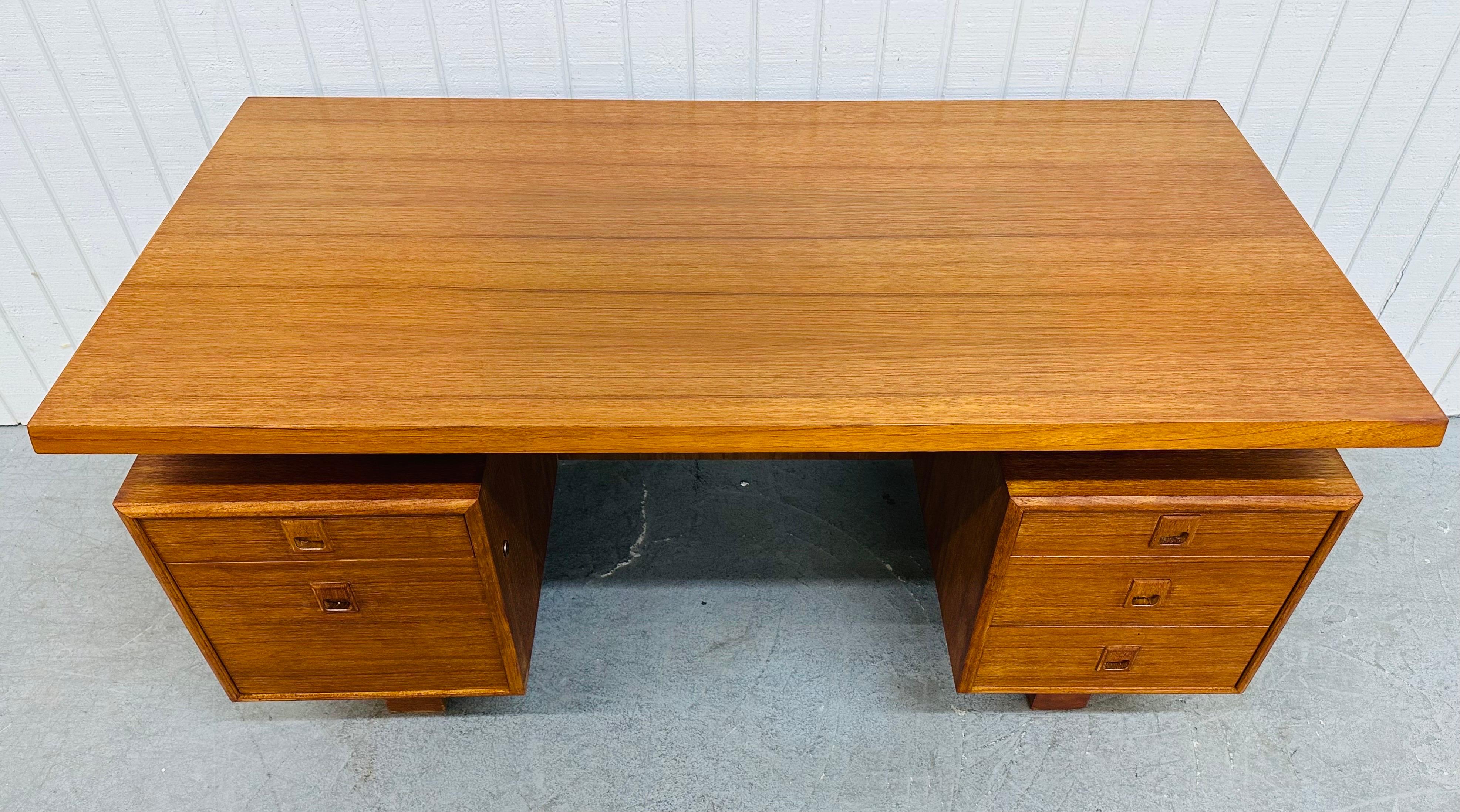 20th Century Vintage Danish Modern Teak Executive Desk