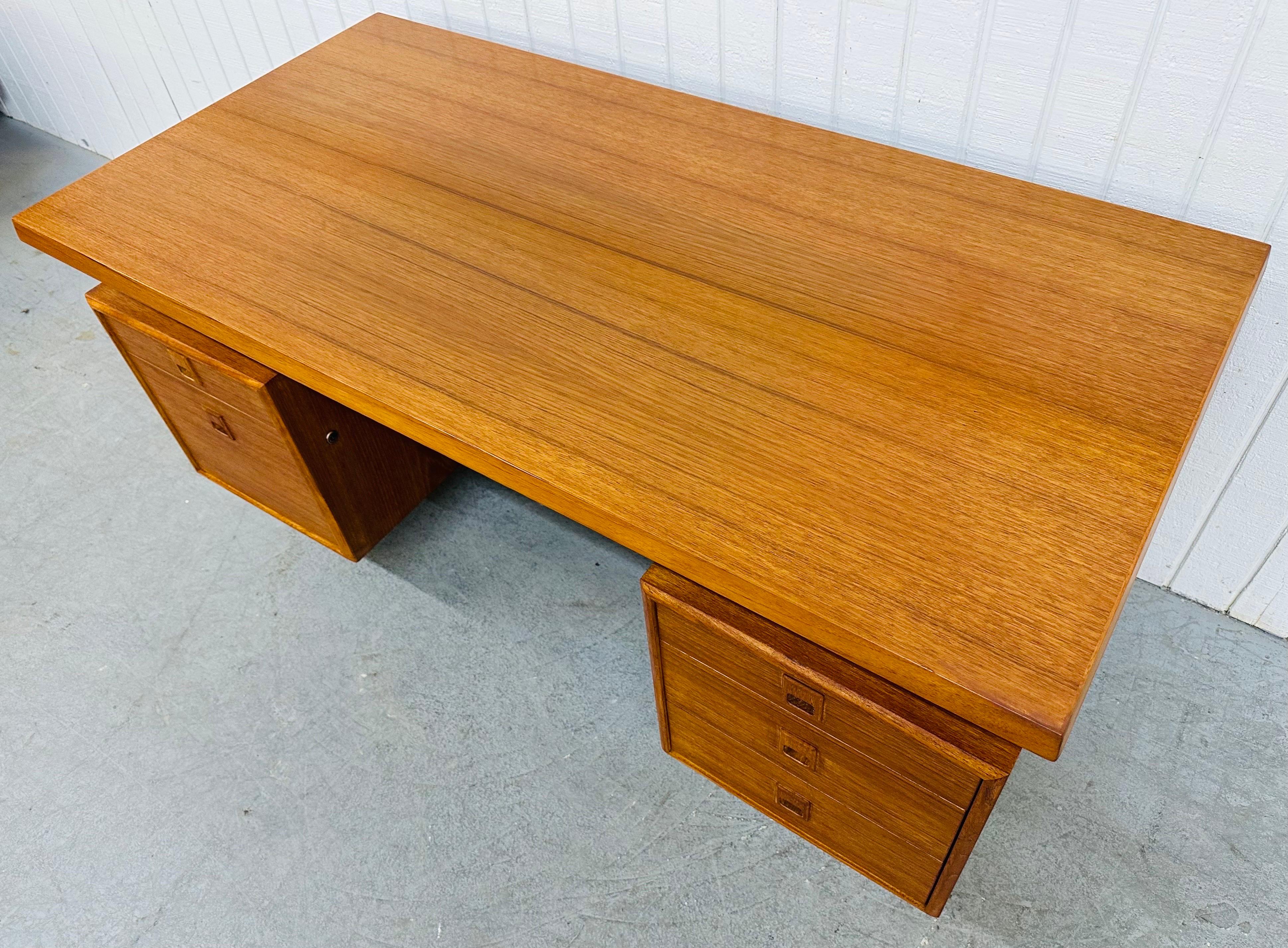 Wood Vintage Danish Modern Teak Executive Desk