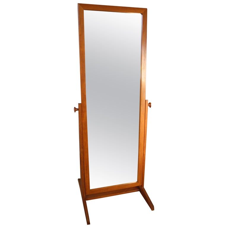 Vintage Danish Modern Teak Full Length Floor Mirror by Pedersen and