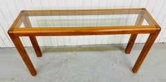 Vintage Danish Modern Teak Glass Console Table
