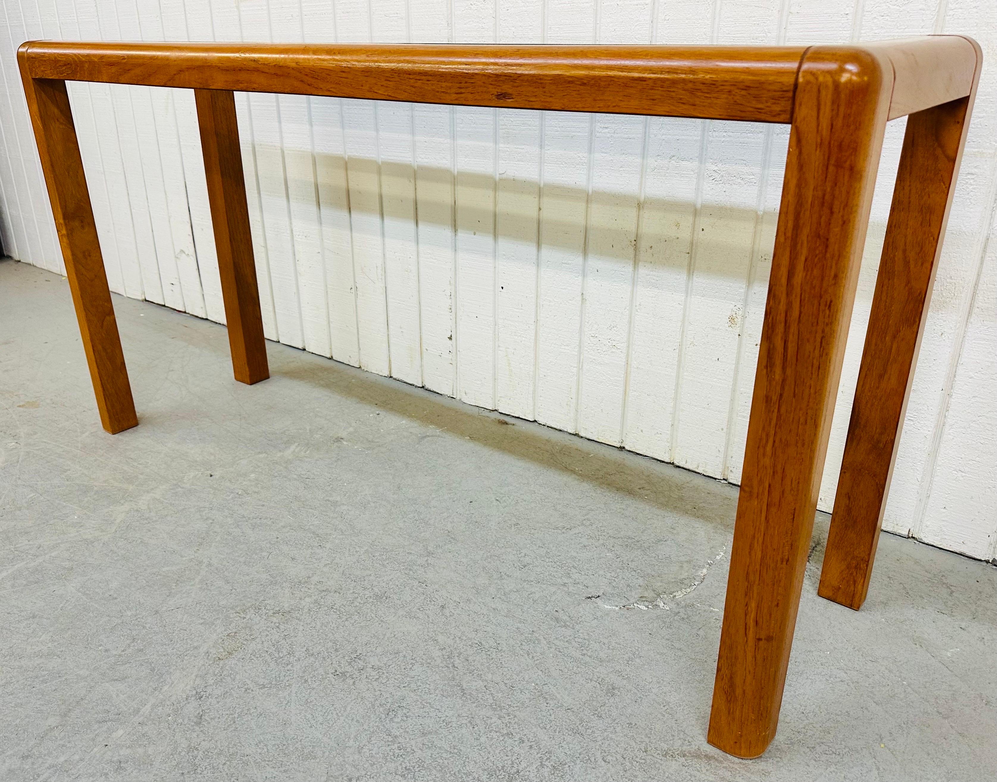 Vintage Danish Modern Teak Glass Console Table 1