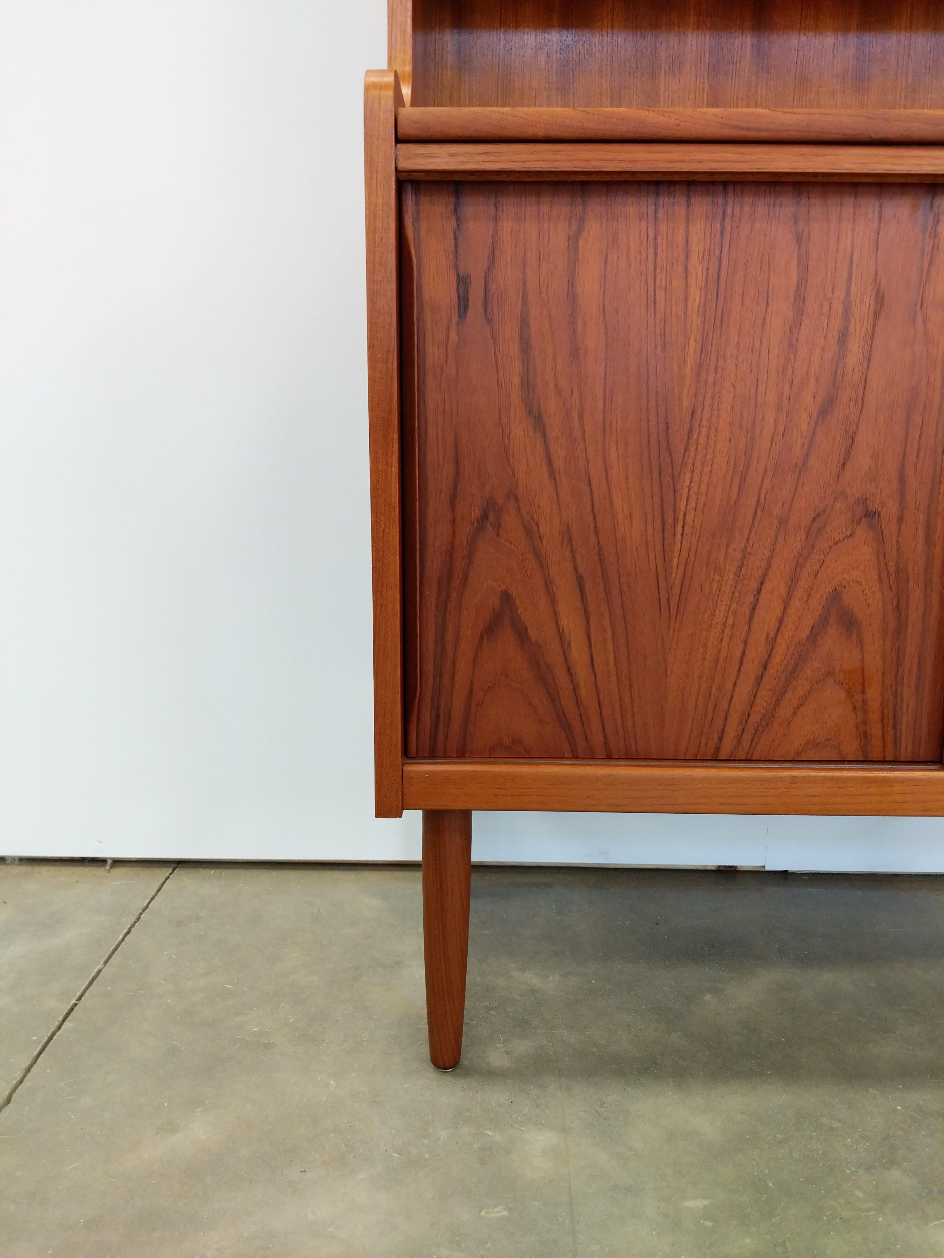 20th Century Vintage Danish Modern Teak Hjørnebo Secretary Desk / Bookshelf