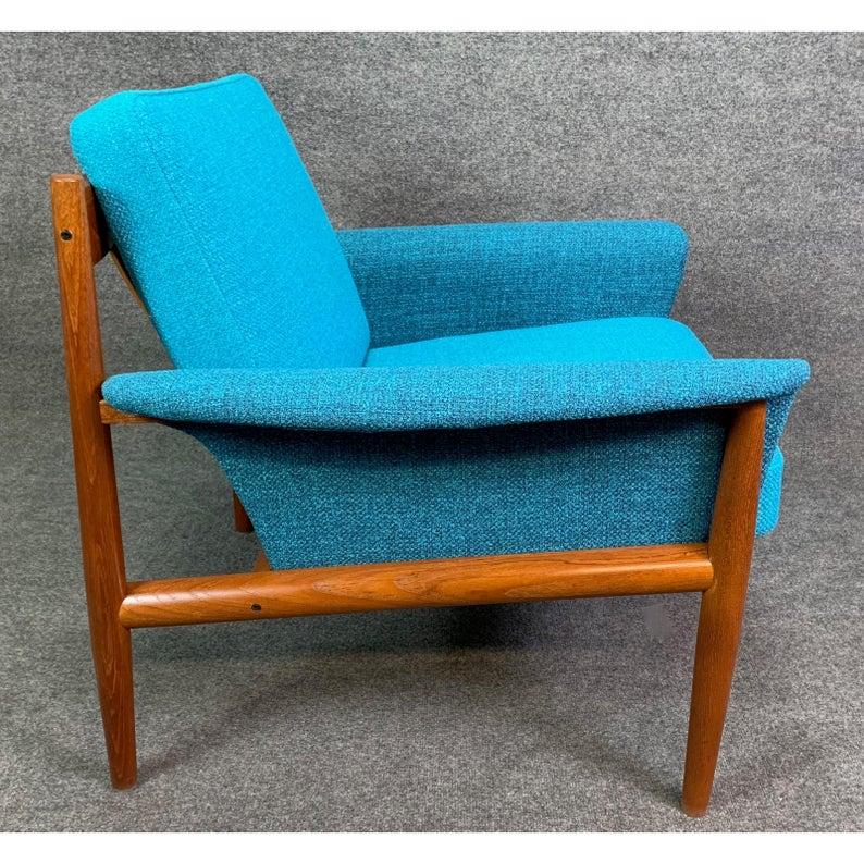 Woodwork Vintage Danish Modern Teak Lounge Chair and Ottoman Set by Grete Jalk For Sale