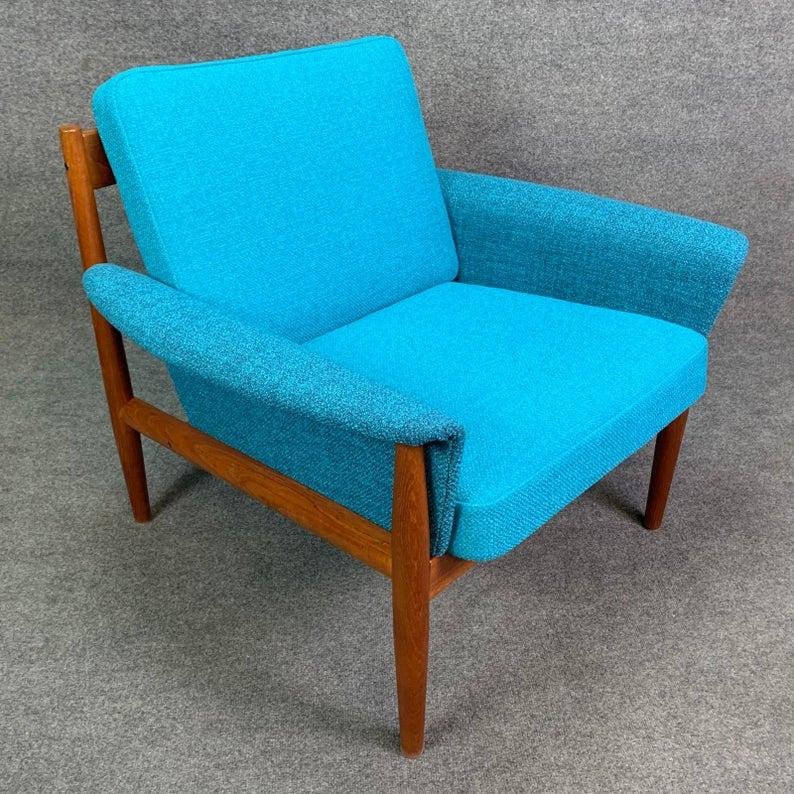 Mid-20th Century Vintage Danish Modern Teak Lounge Chair and Ottoman Set by Grete Jalk For Sale