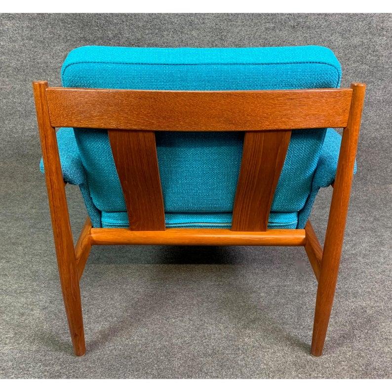 Vintage Danish Modern Teak Lounge Chair and Ottoman Set by Grete Jalk For Sale 1