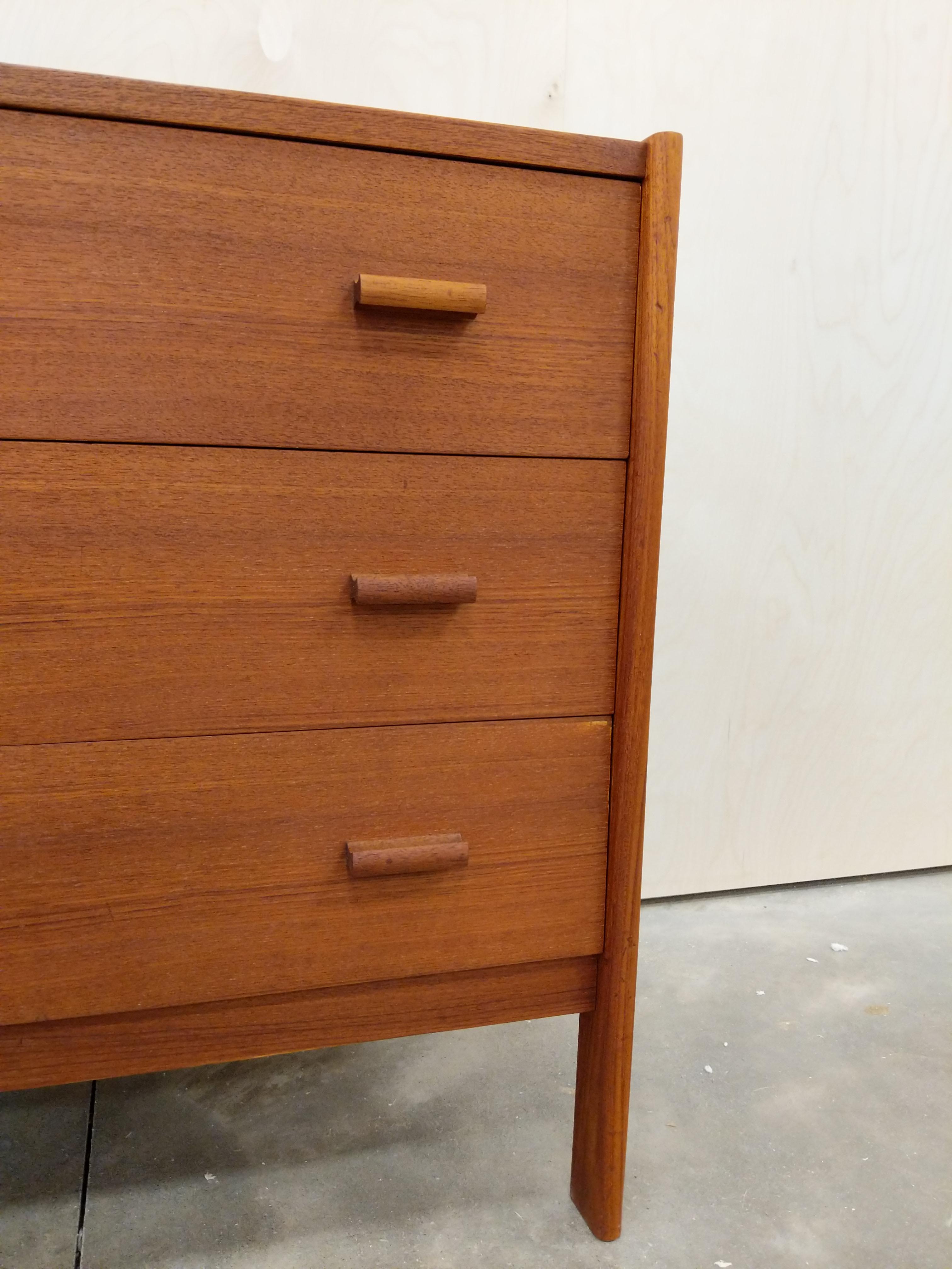 Wood Vintage Danish Modern Teak Low Dresser
