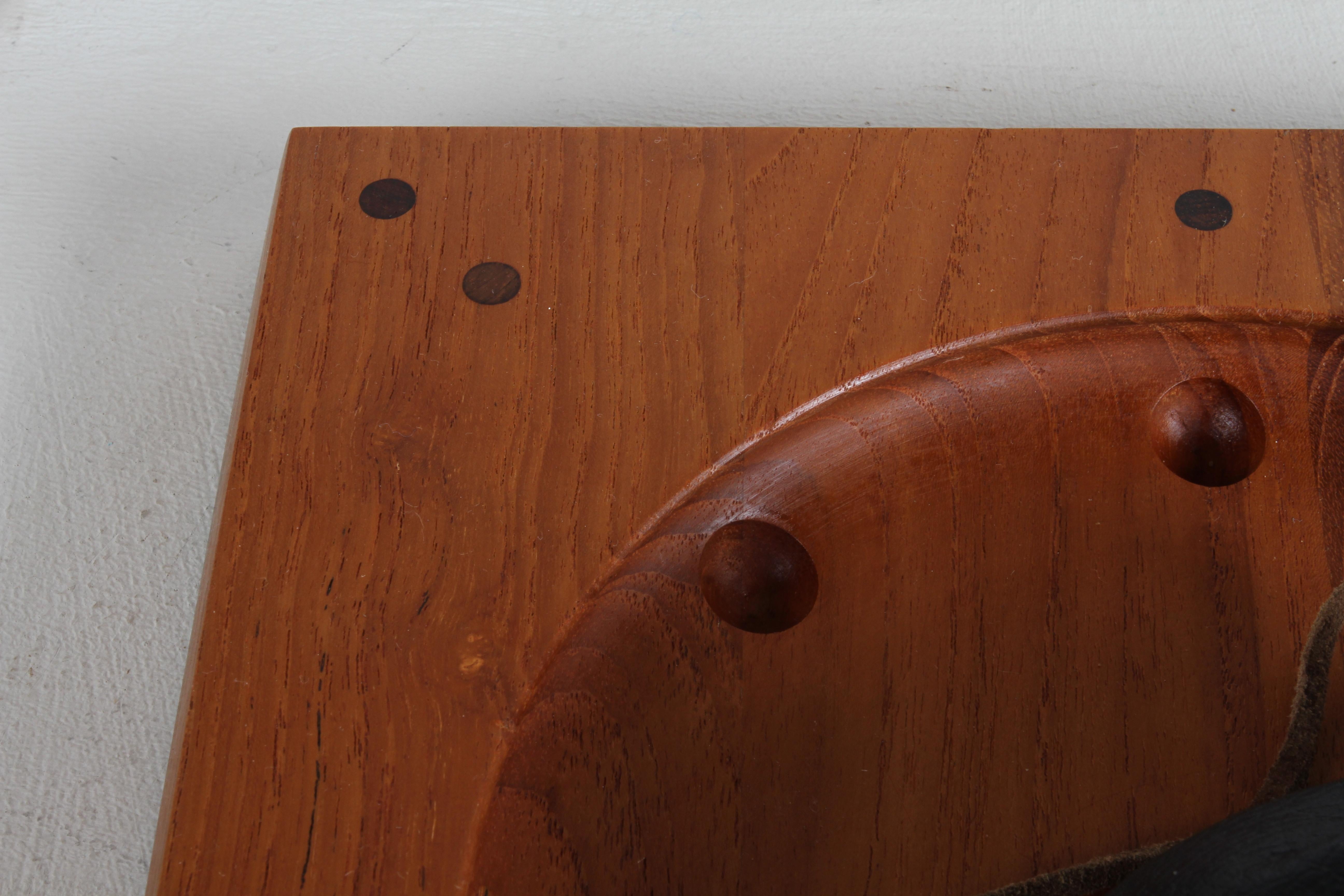 Leather Vintage Danish Modern Teak Roll-Ette Game Designed by Theodor Skjode Knudse