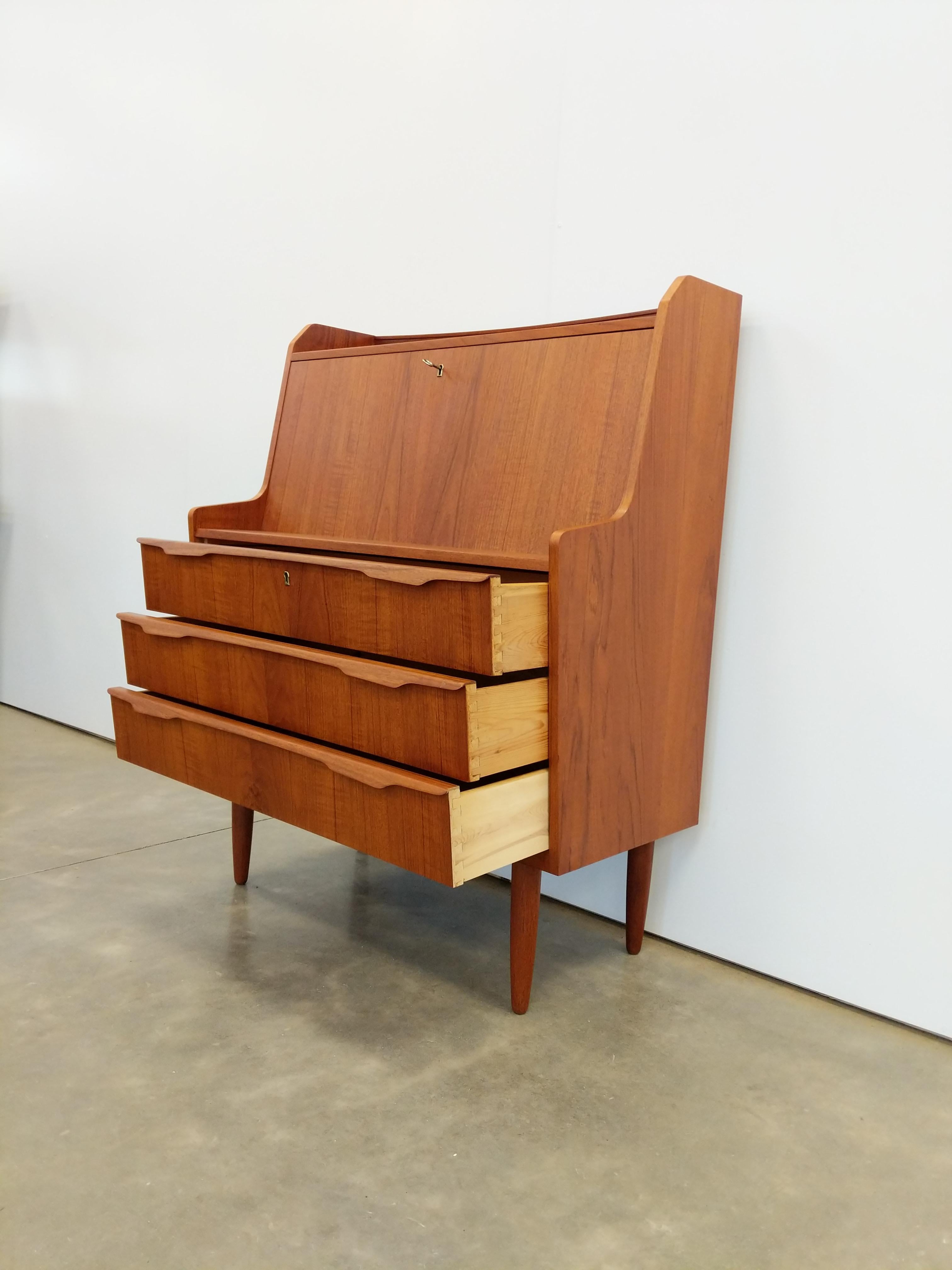 Mid-Century Modern Vintage Danish Modern Teak Secretary Desk