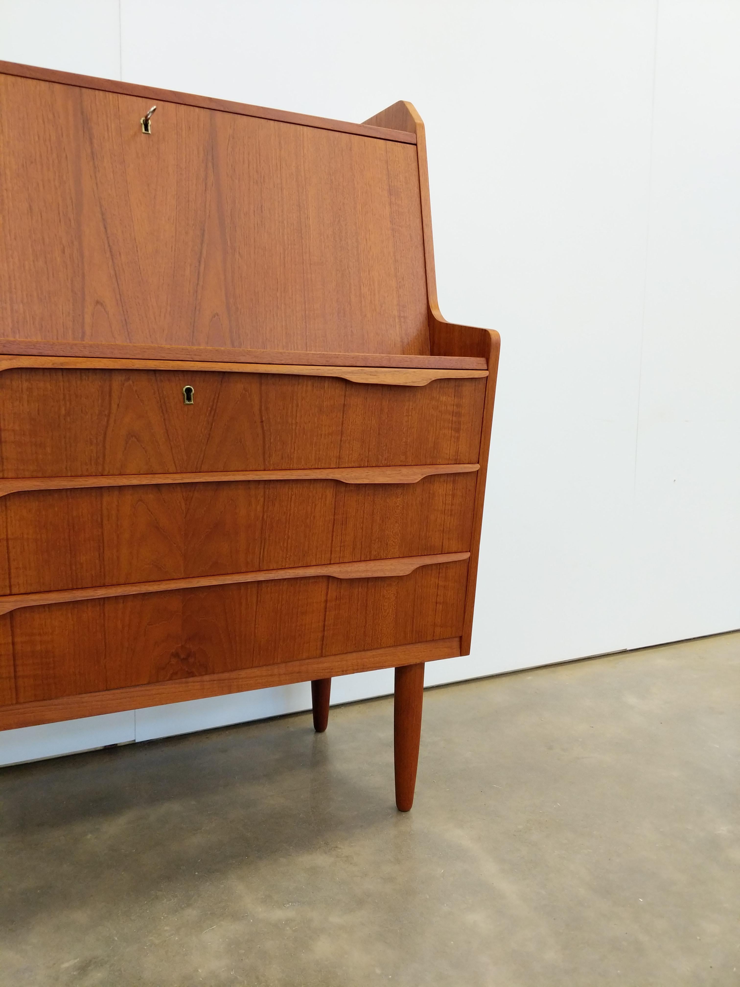 Vintage Danish Modern Teak Secretary Desk 1