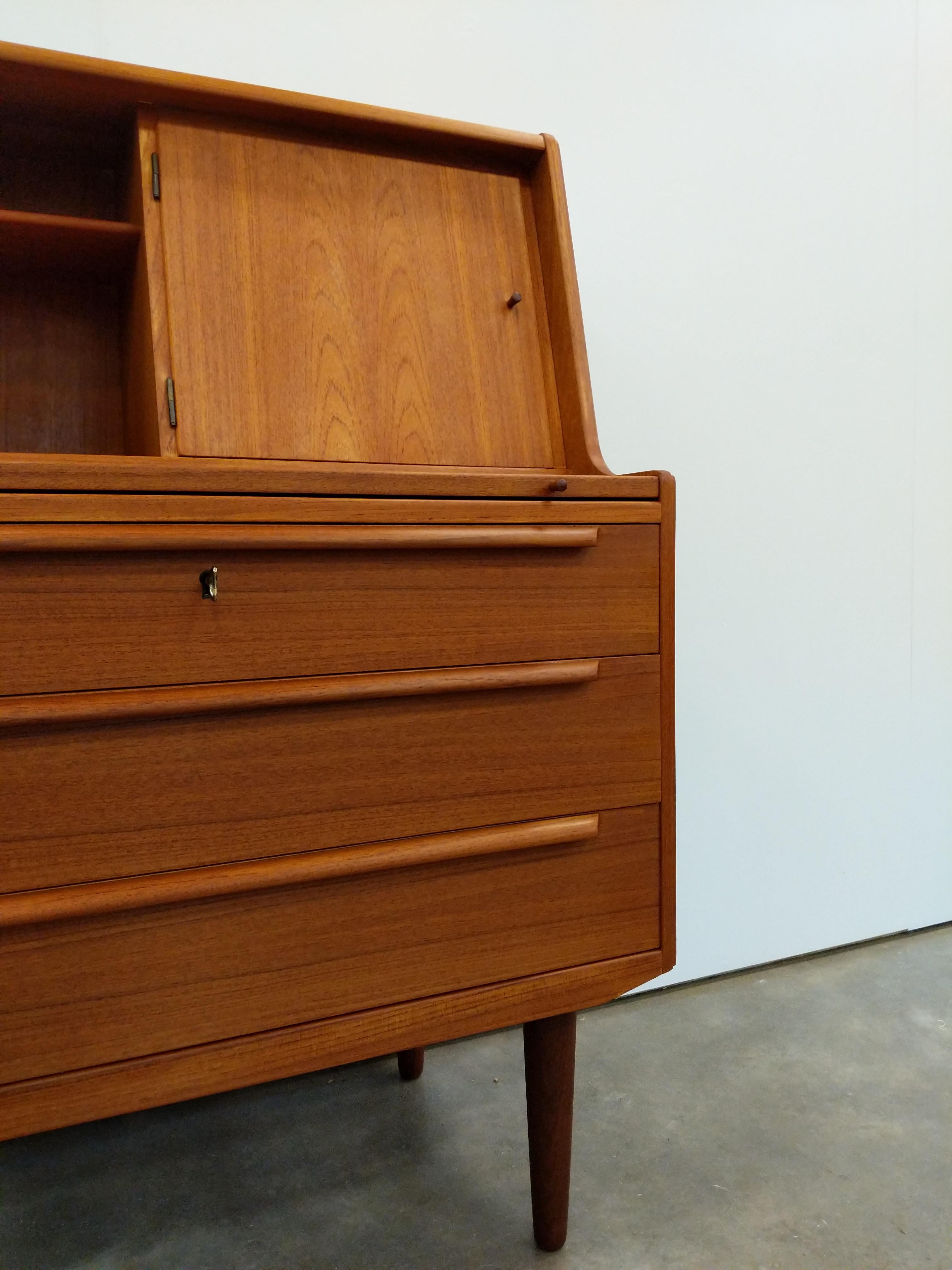 Wood Vintage Danish Modern Teak Secretary Desk / Vanity by Ølholm Møbelfabrik