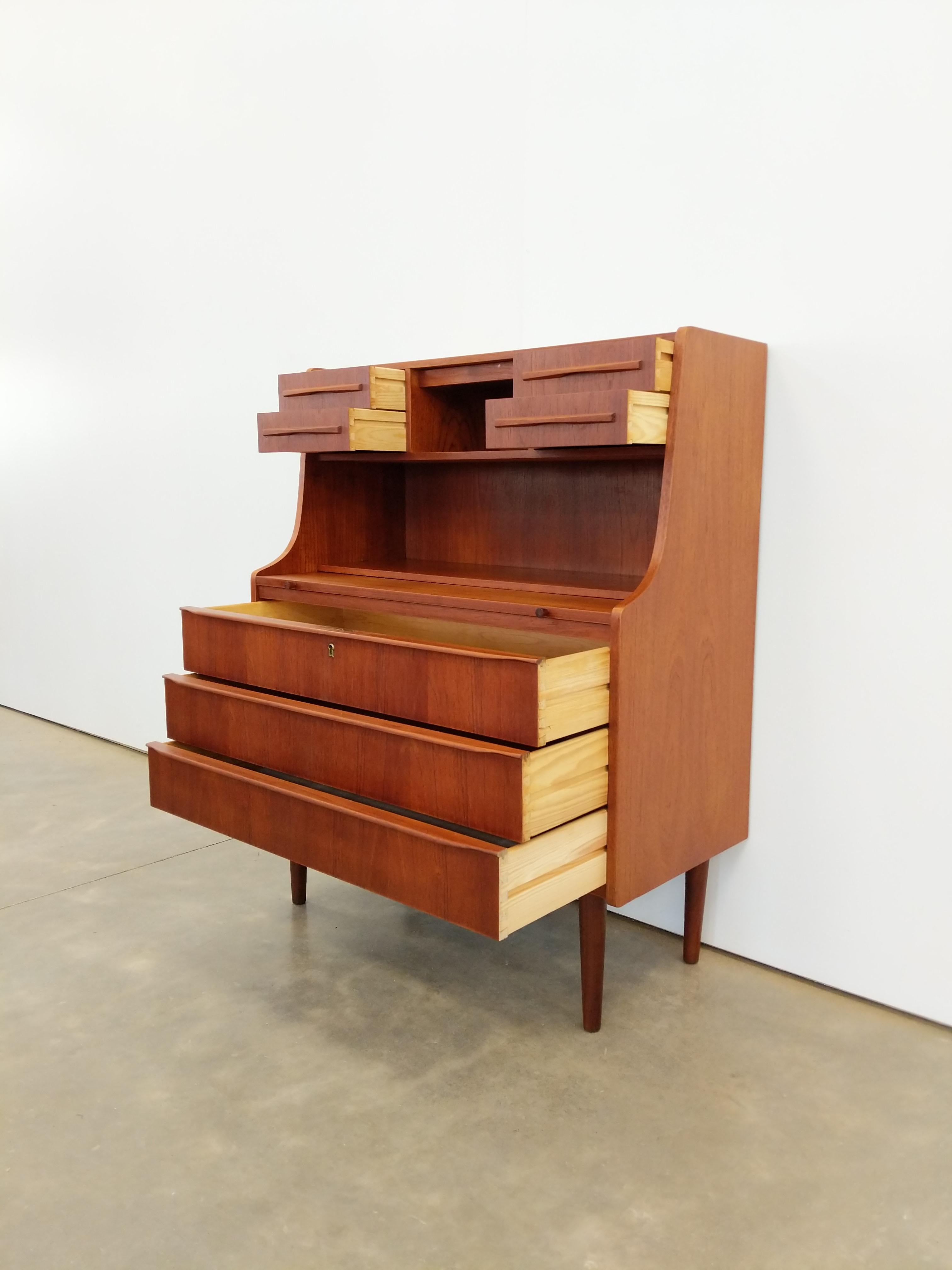 Mid-Century Modern Vintage Danish Modern Teak Secretary Desk / Vanity