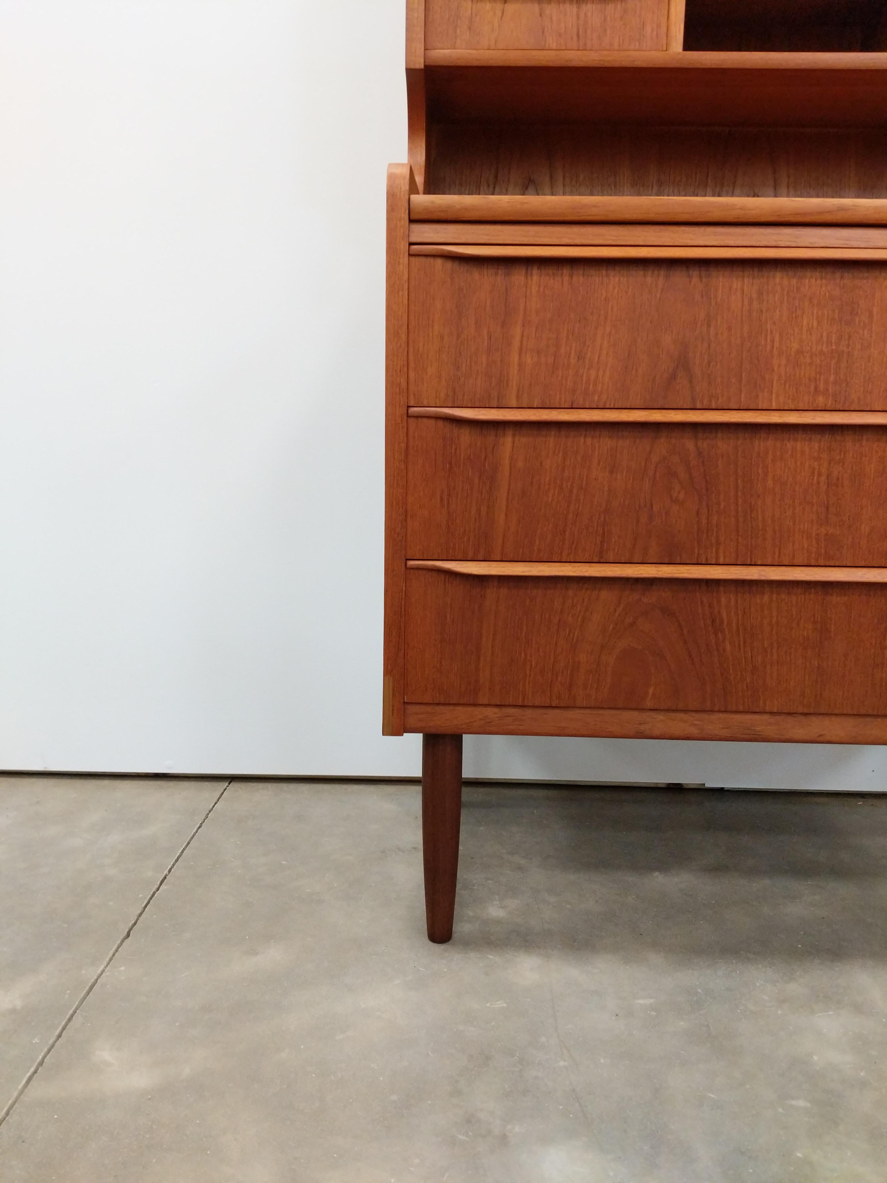 20th Century Vintage Danish Modern Teak Secretary Desk / Vanity