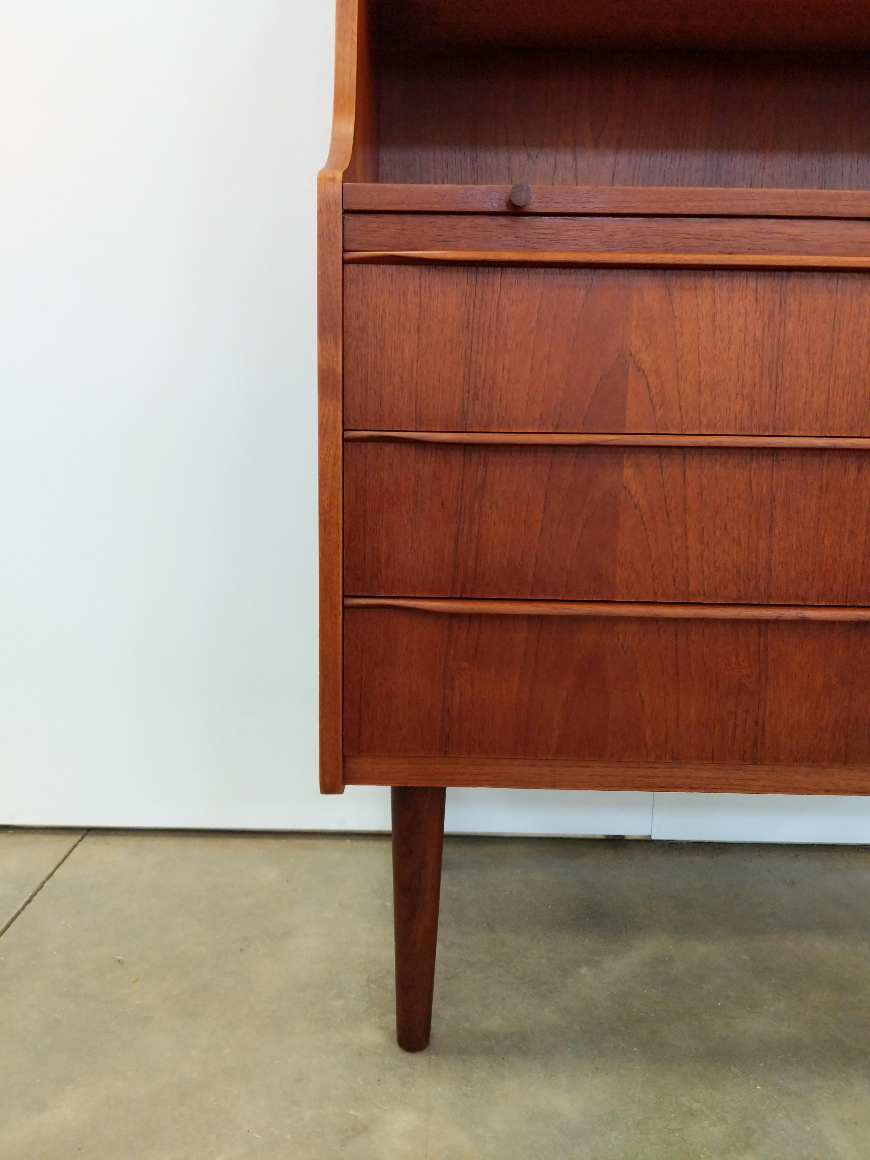 20th Century Vintage Danish Modern Teak Secretary Desk / Vanity