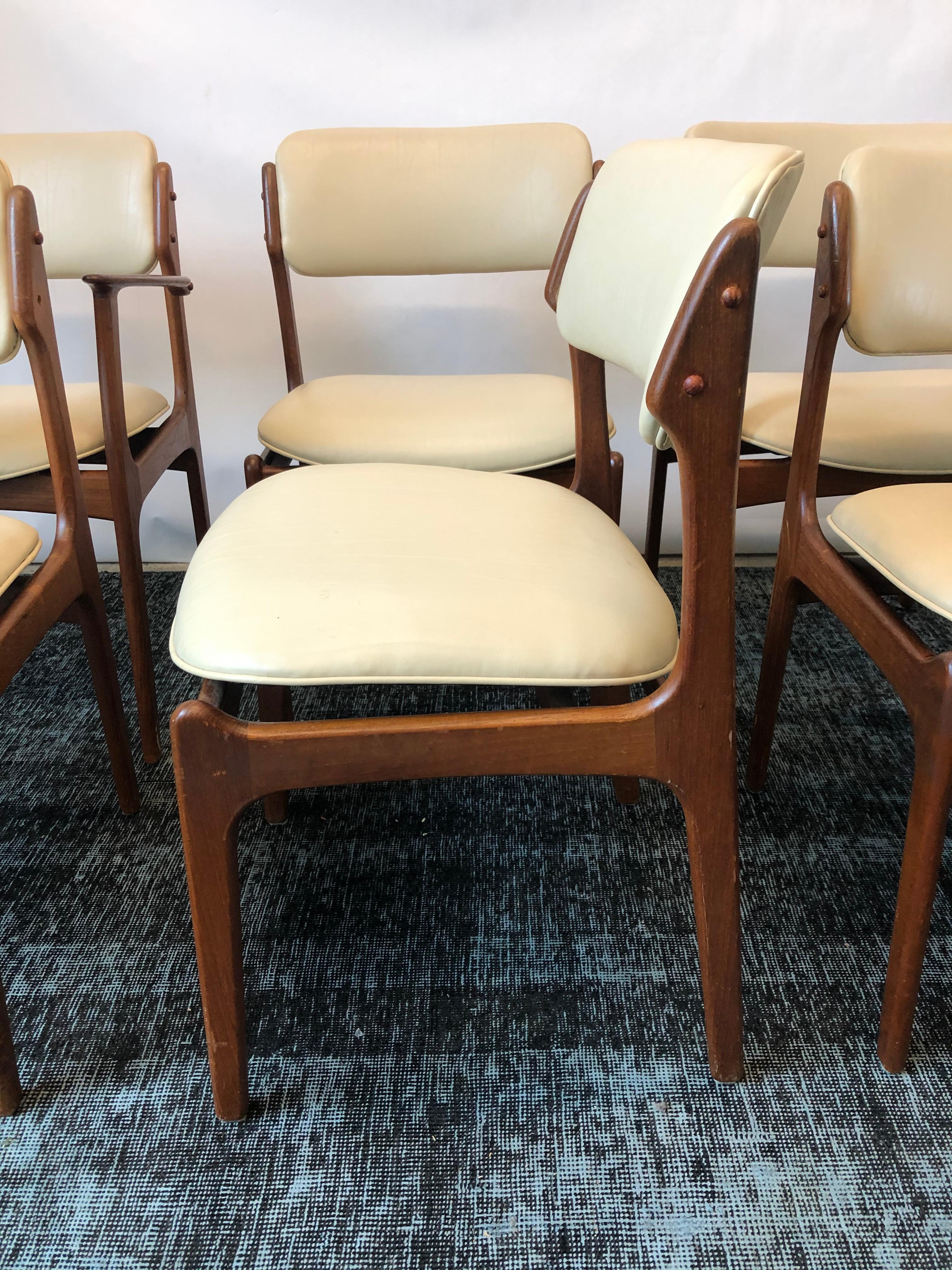 Vintage Danish Modern Teak Set of Six Dining Chairs by Erik Buch for O.D. Møbler 4