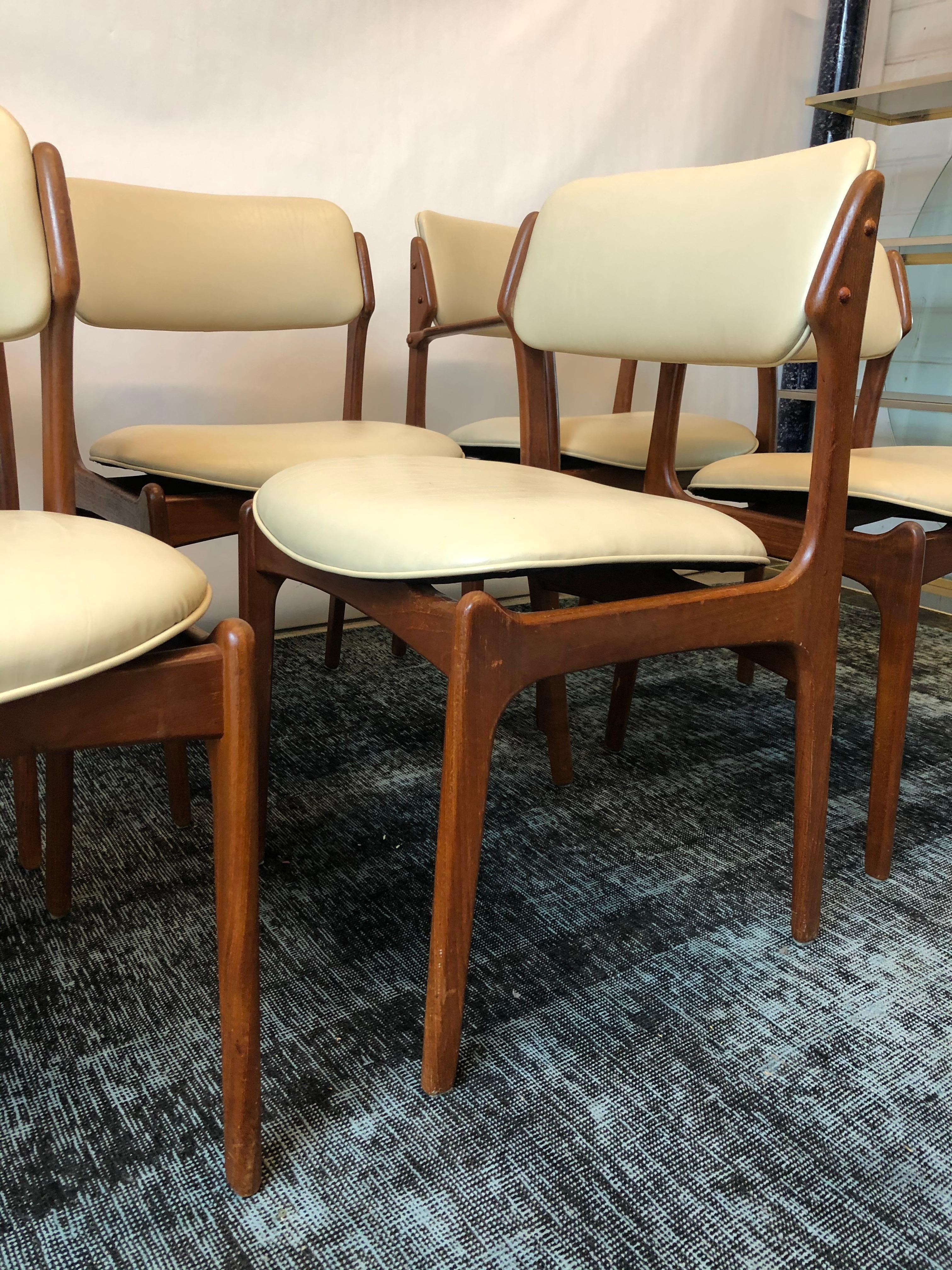 Vintage Danish Modern Teak Set of Six Dining Chairs by Erik Buch for O.D. Møbler 5