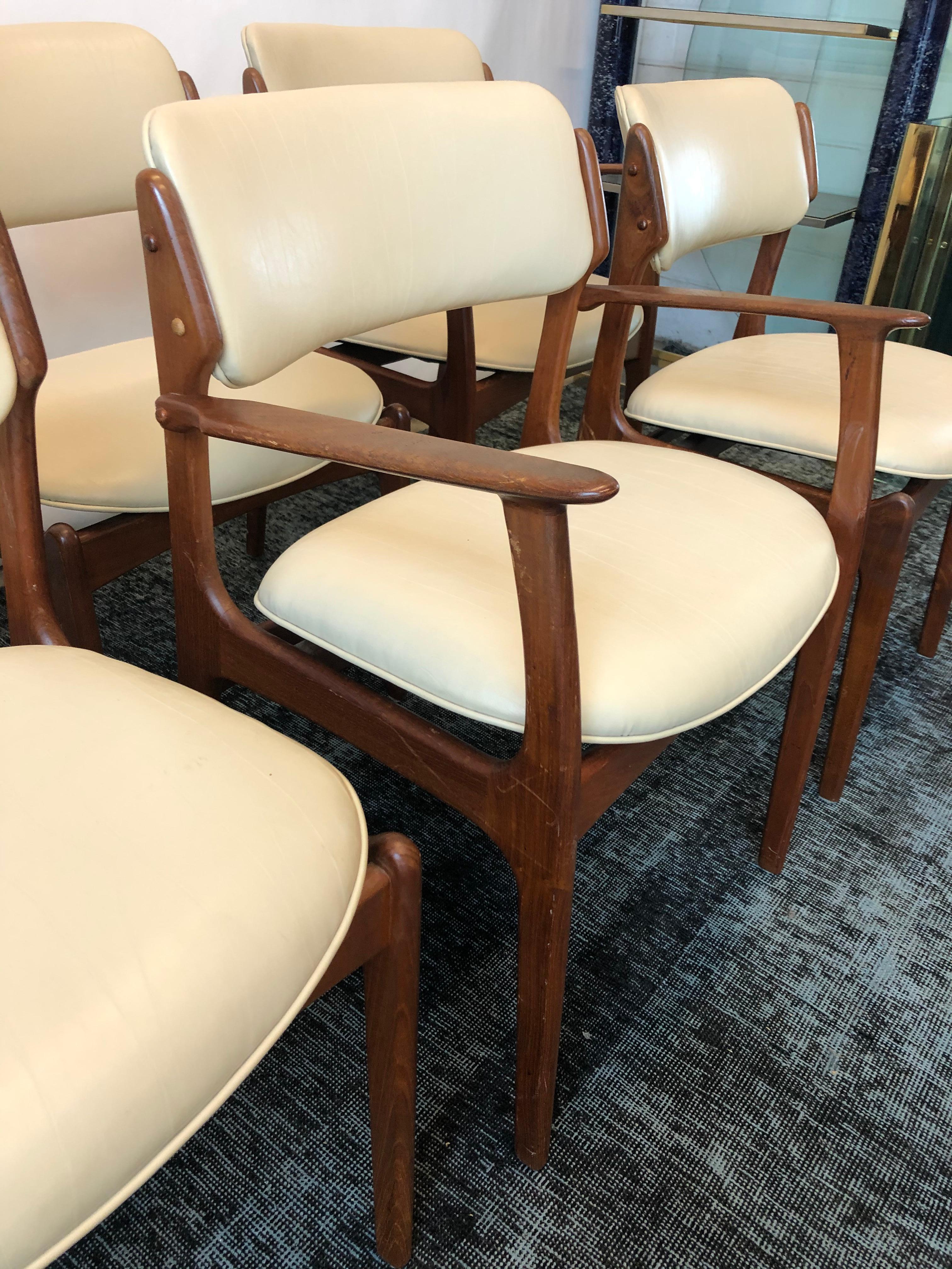 Vintage Danish Modern Teak Set of Six Dining Chairs by Erik Buch for O.D. Møbler 2