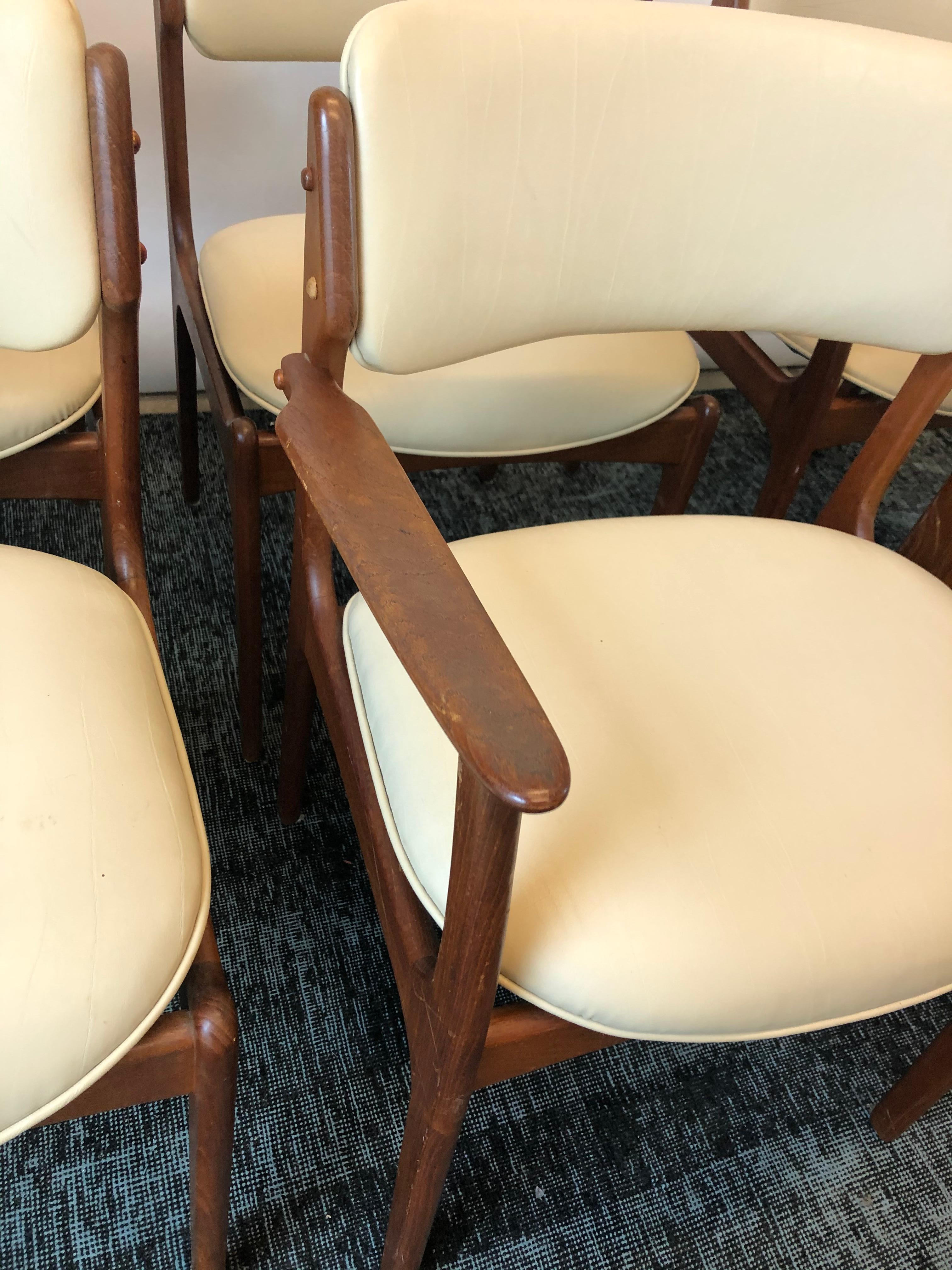Vintage Danish Modern Teak Set of Six Dining Chairs by Erik Buch for O.D. Møbler 3