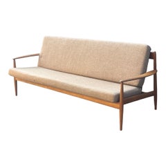 Divano-sedia in teak moderno d'epoca di John Stuarts, tappezzeria originale