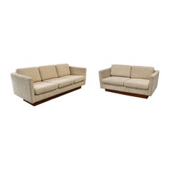 Vintage Danish Modern Teak Sofa & Loveseat w/Original Upholstery - Set of 2