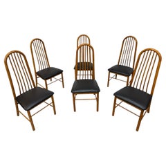 Vintage Danish Modern Teak Spindle Back Dining Chairs - Set of 6