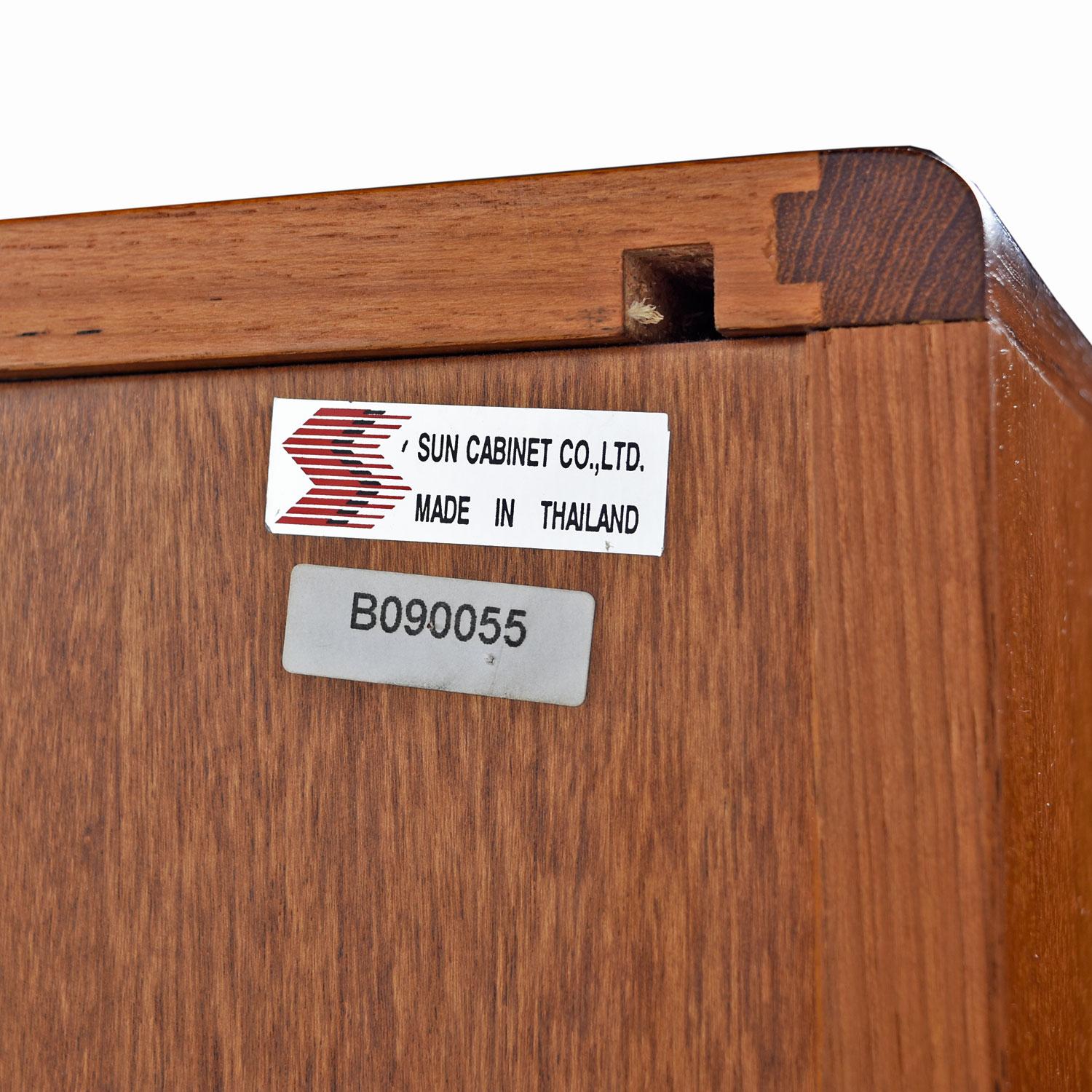 Teak Tambour Media Cabinet Credenza, Vintage Danish Modern, circa 1970s 1