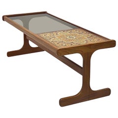 Vintage  Danish  Modern Teak Tile Top Coffee Table