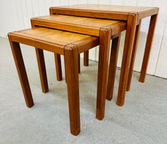 Vintage Danish Modern Teak Tile Top Nesting Tables