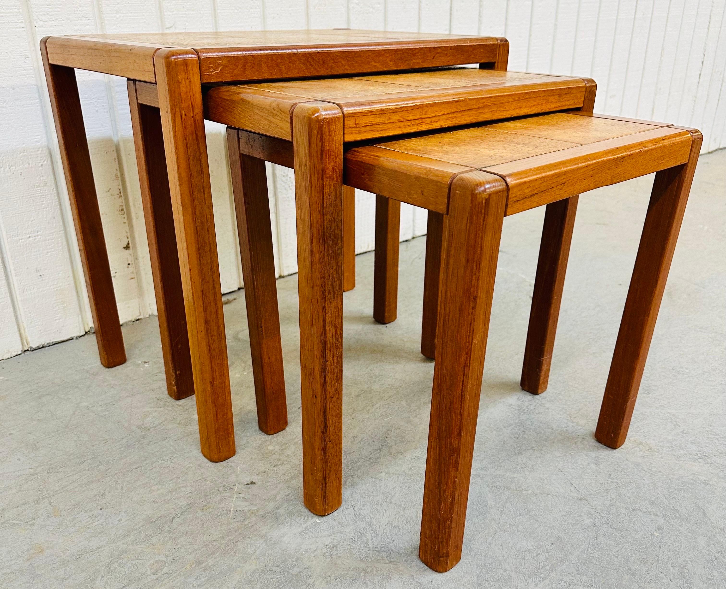 Mid-Century Modern Vintage Danish Modern Teak Tile Top Nesting Tables
