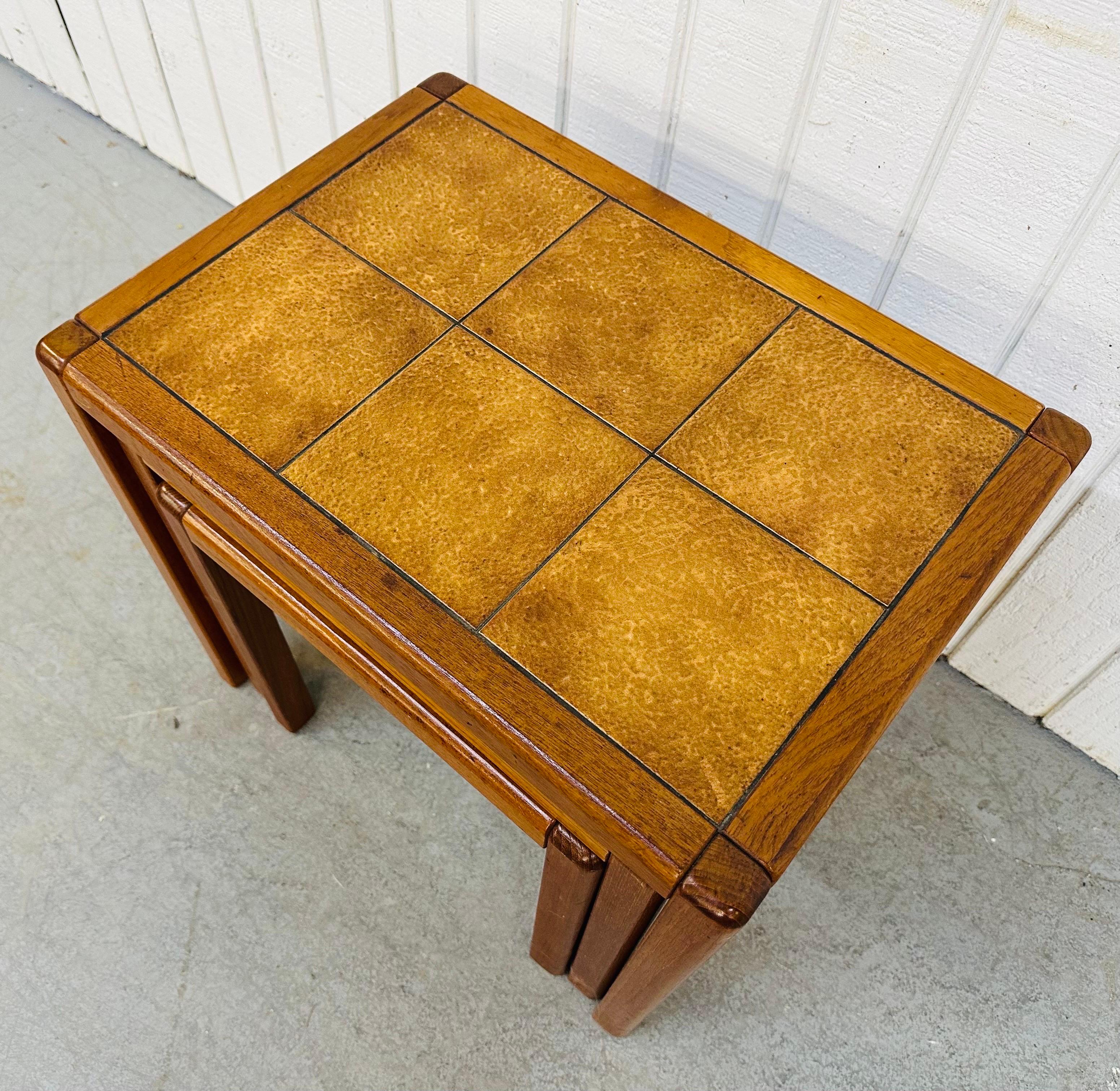 20th Century Vintage Danish Modern Teak Tile Top Nesting Tables