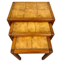 Vintage Danish Modern Teak Tile Top Nesting Tables