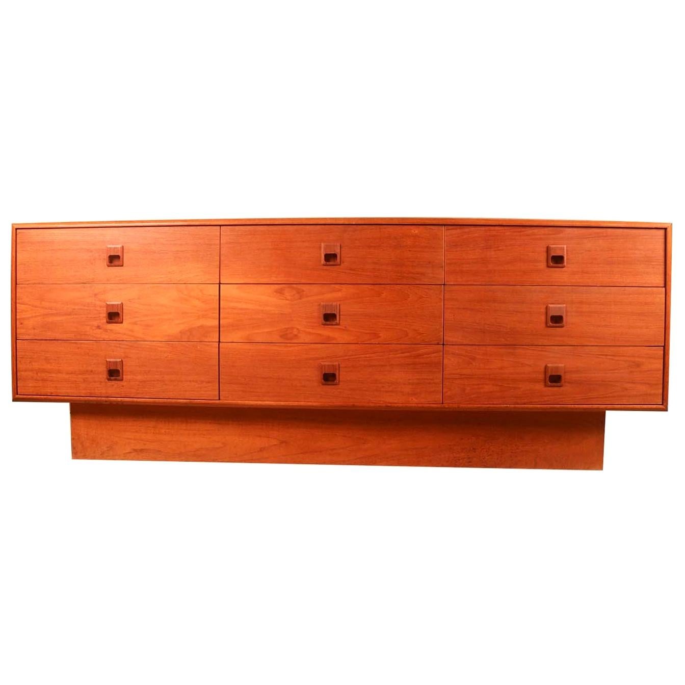 Vintage Danish Modern Teak Triple Dresser