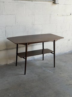 Vintage Danish Modern Walnut Coffee Table with Shelf – Mid Century Side Table