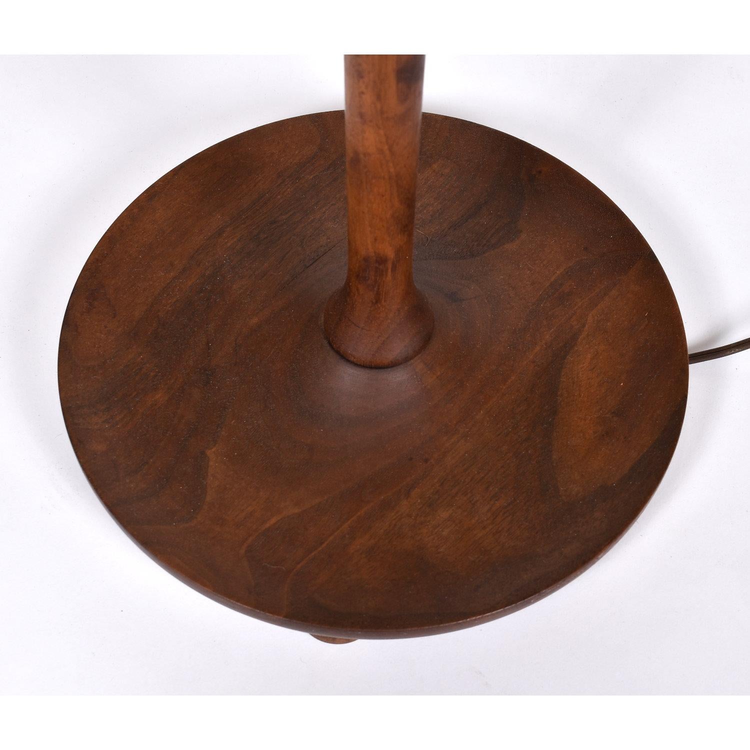 Fiberglass Vintage Danish Modern Walnut Floor Lamp with Matching Table Lamp