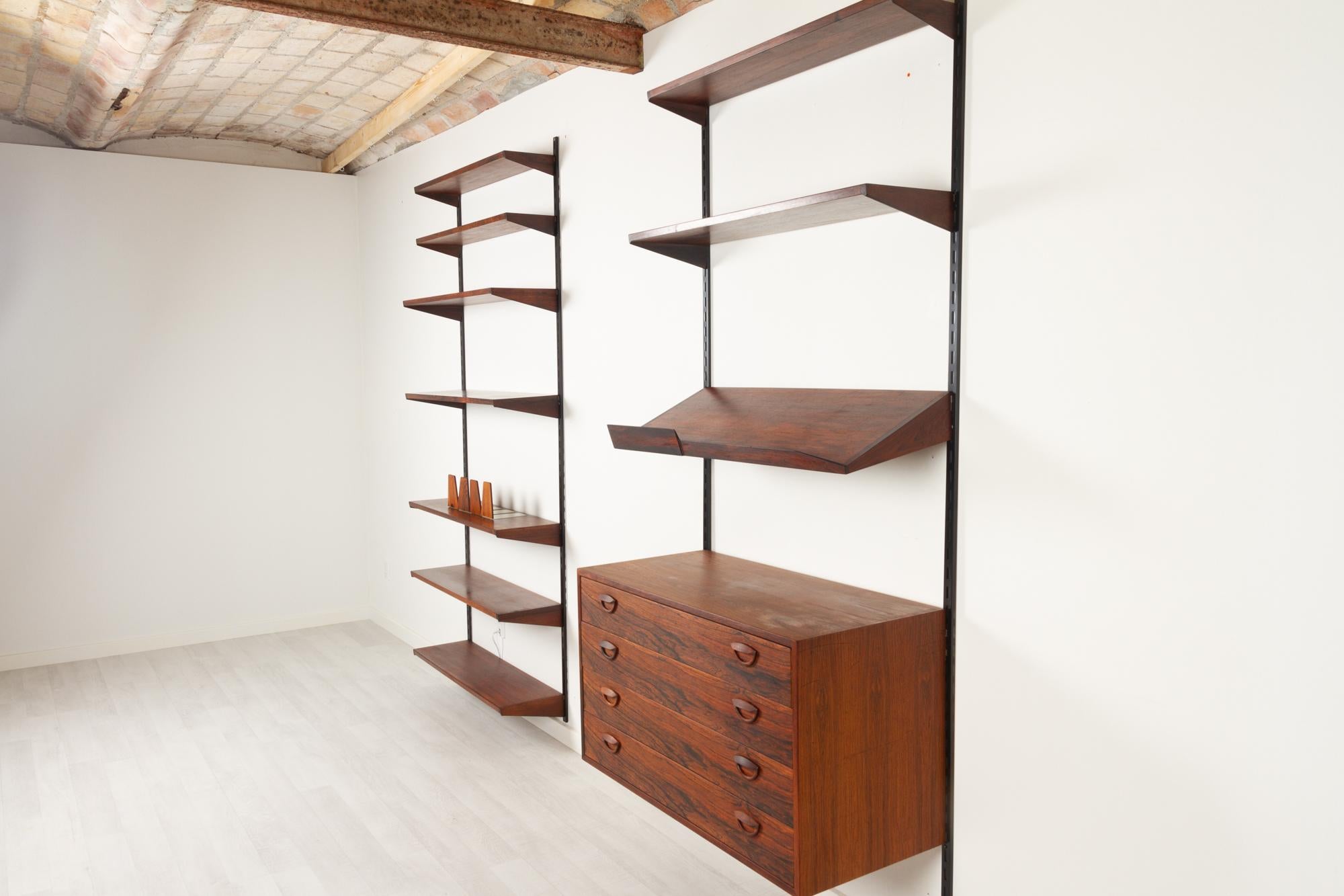 Vintage Danish Modular Rosewood Wall Unit by Kai Kristiansen for FM 1960s 10