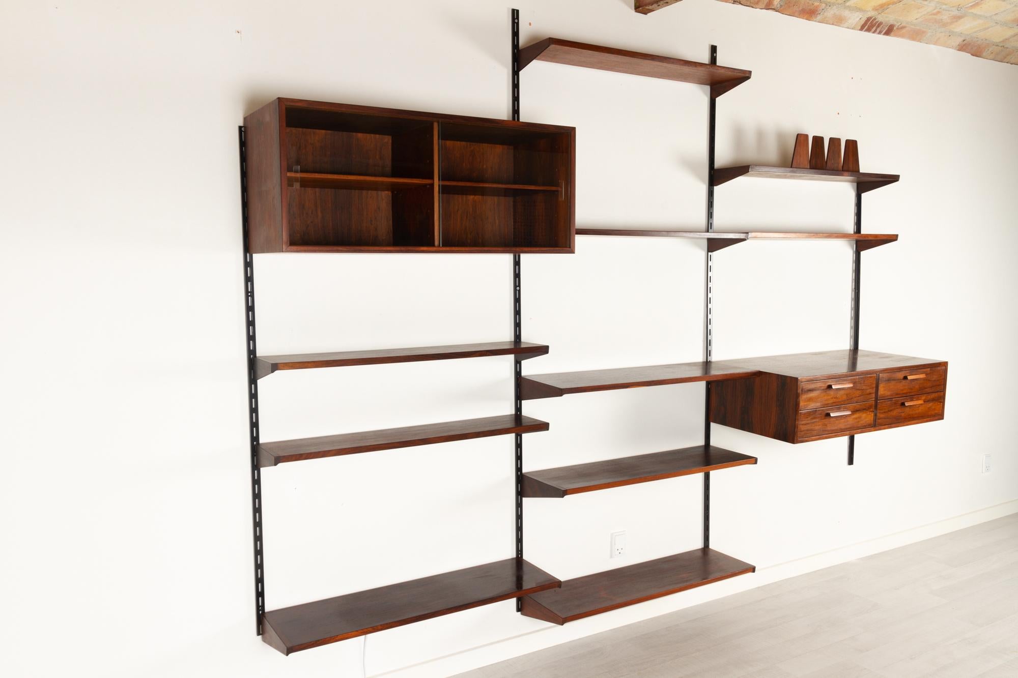 Vintage Danish Modular Rosewood Wall Unit by Kai Kristiansen for FM 1960s In Good Condition In Asaa, DK