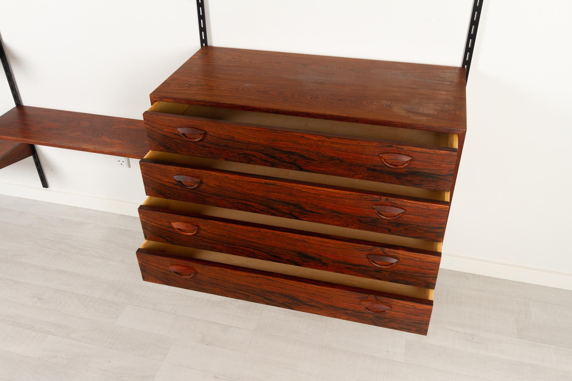 Mid-20th Century Vintage Danish Modular Rosewood Wall Unit by Kai Kristiansen for FM 1960s